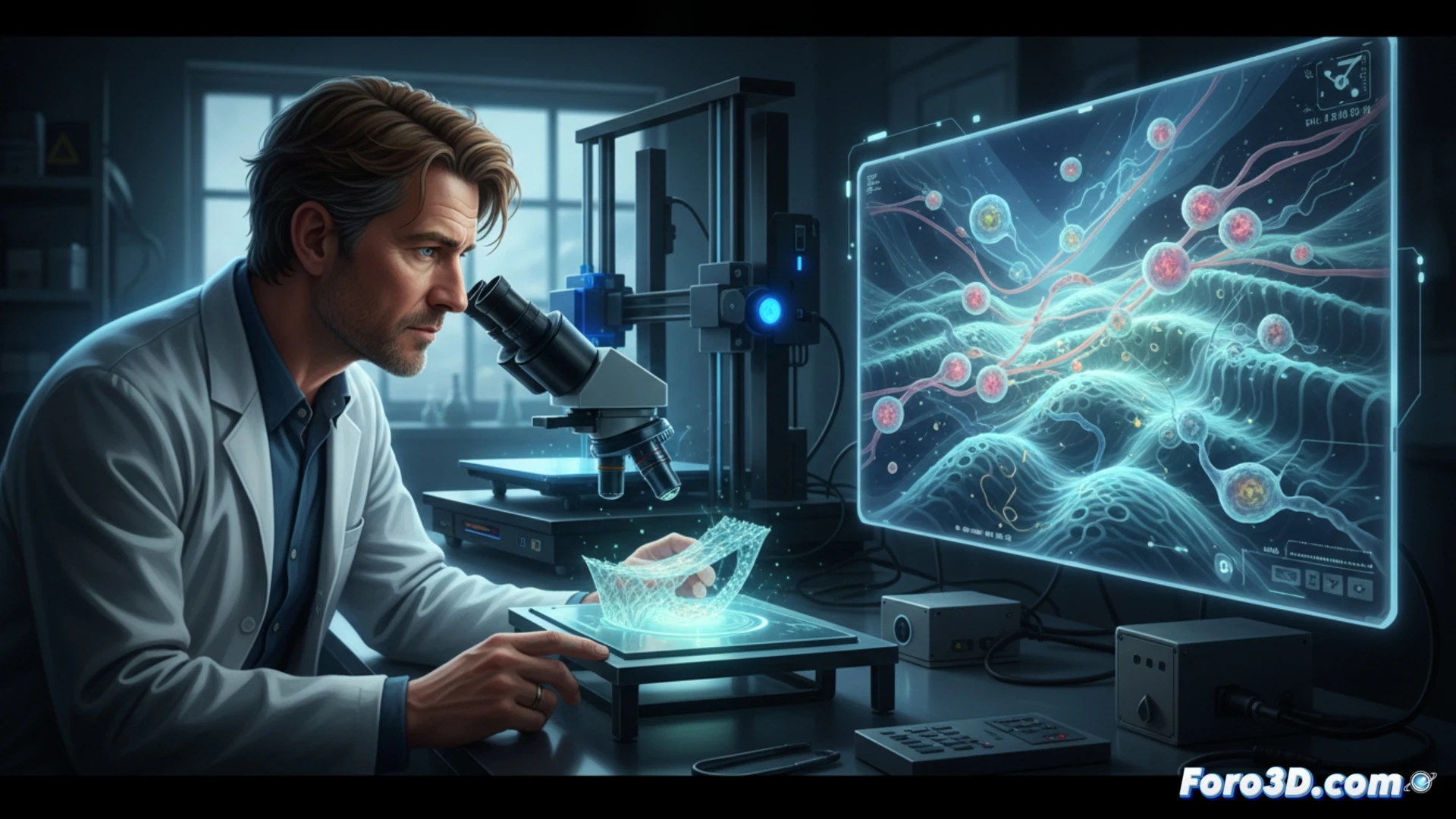 Microcurvas impresas en 3D guían células para reparar hueso y piel, sin fármacos. Investigación de la Universidad de Nottingham.