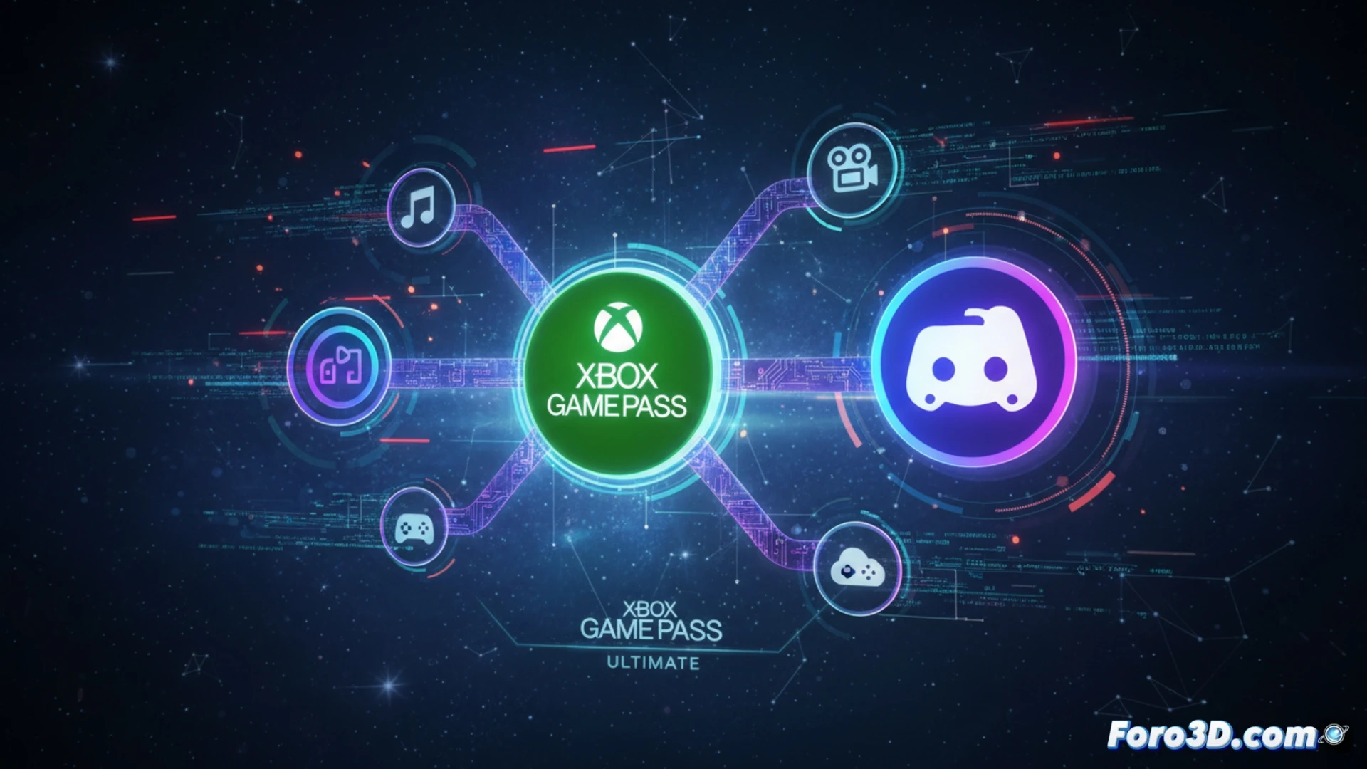 Una consola Xbox mostrando Game Pass junto a la app de Discord en un teléfono móvil.