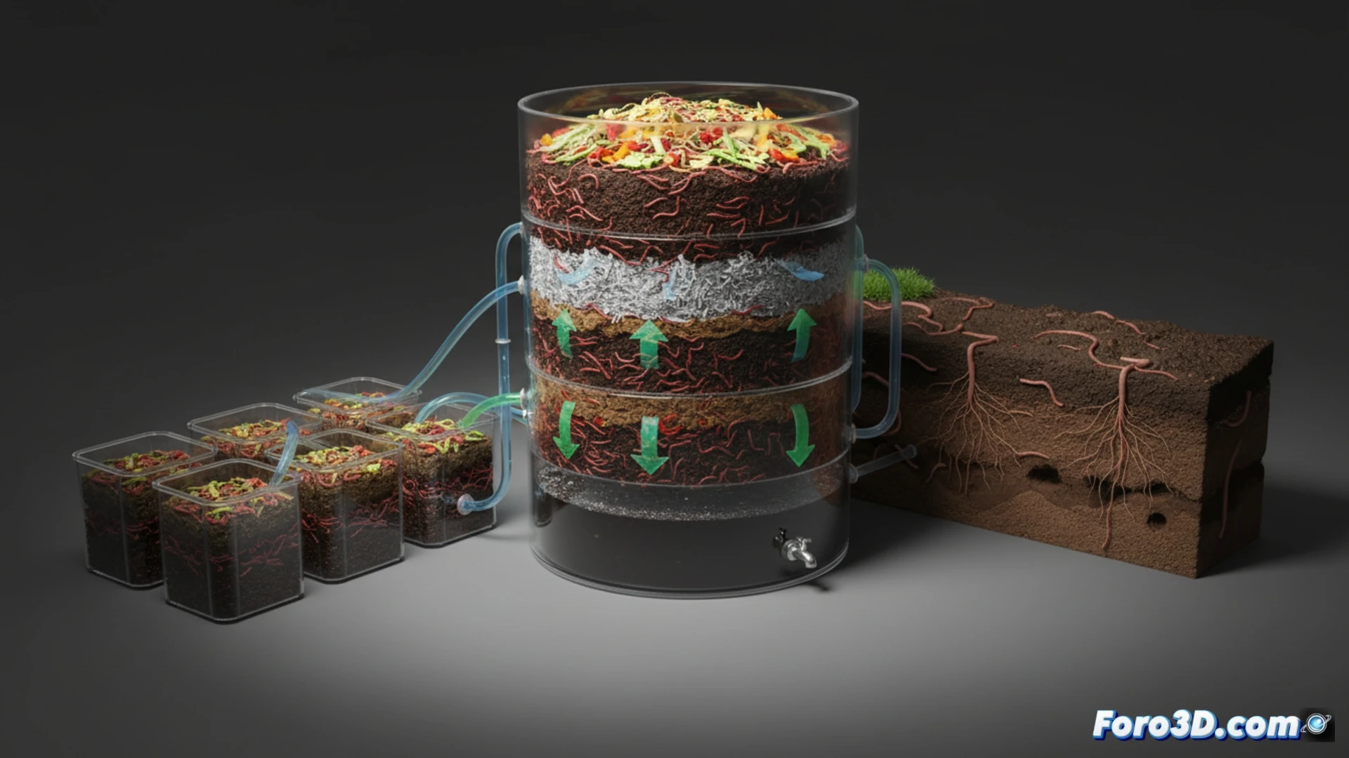 Modelado 3D de una Granja de Lombrices: Un Ecosistema en Miniatura