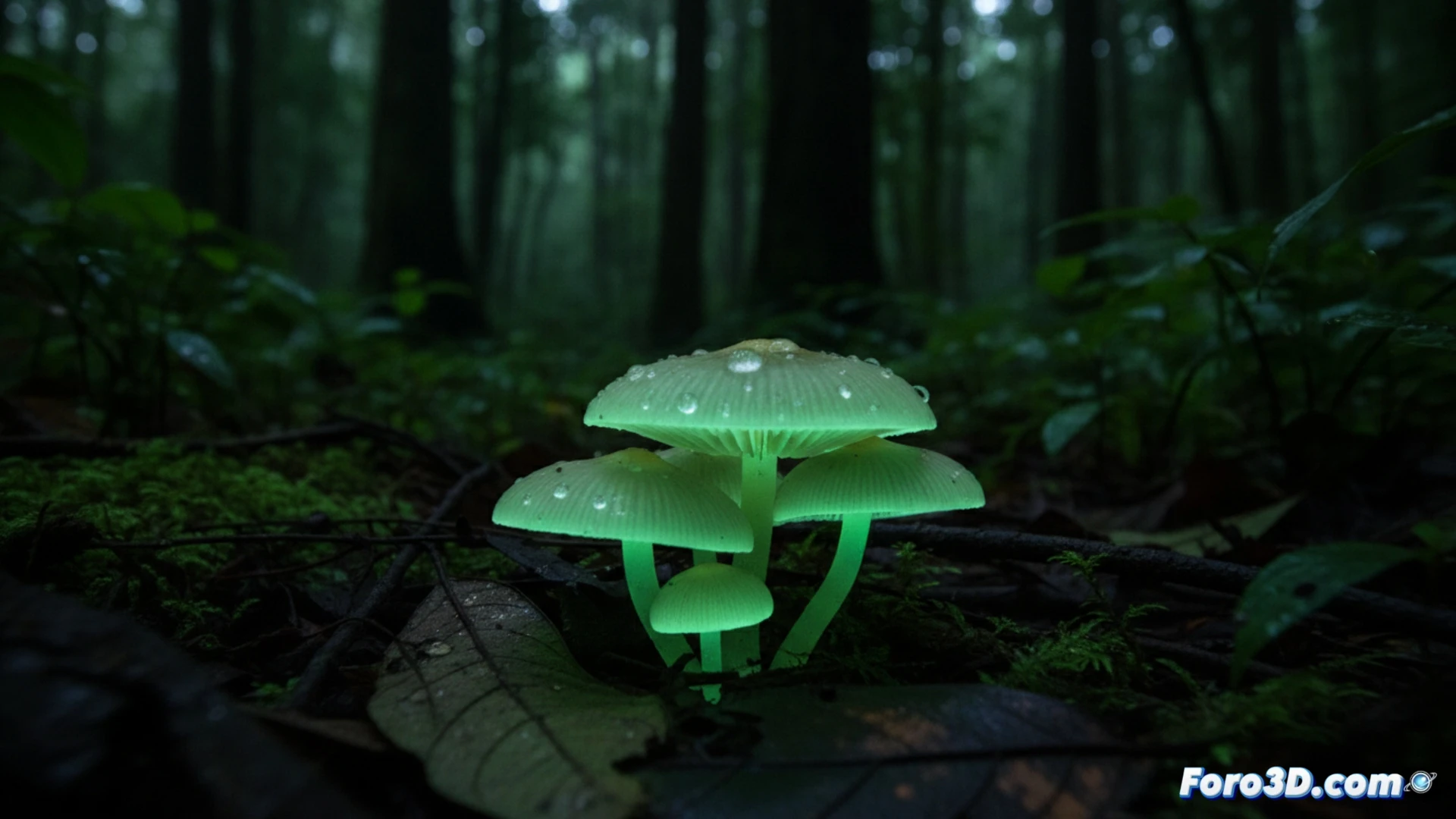 Modelado 3D del hongo luminiscente del Amazonas