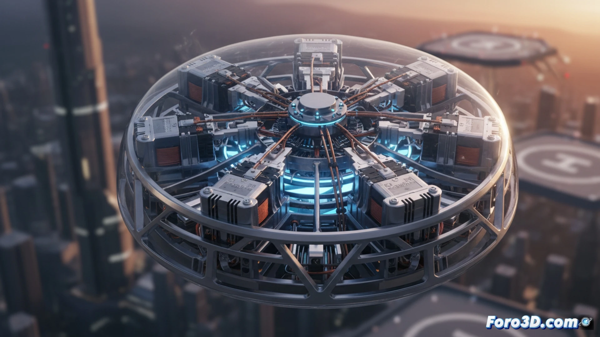 Comparativa visual: motor EV compacto y eficiente frente a motor eVTOL ultraligero con redundancia, bajo nubes y calor.
