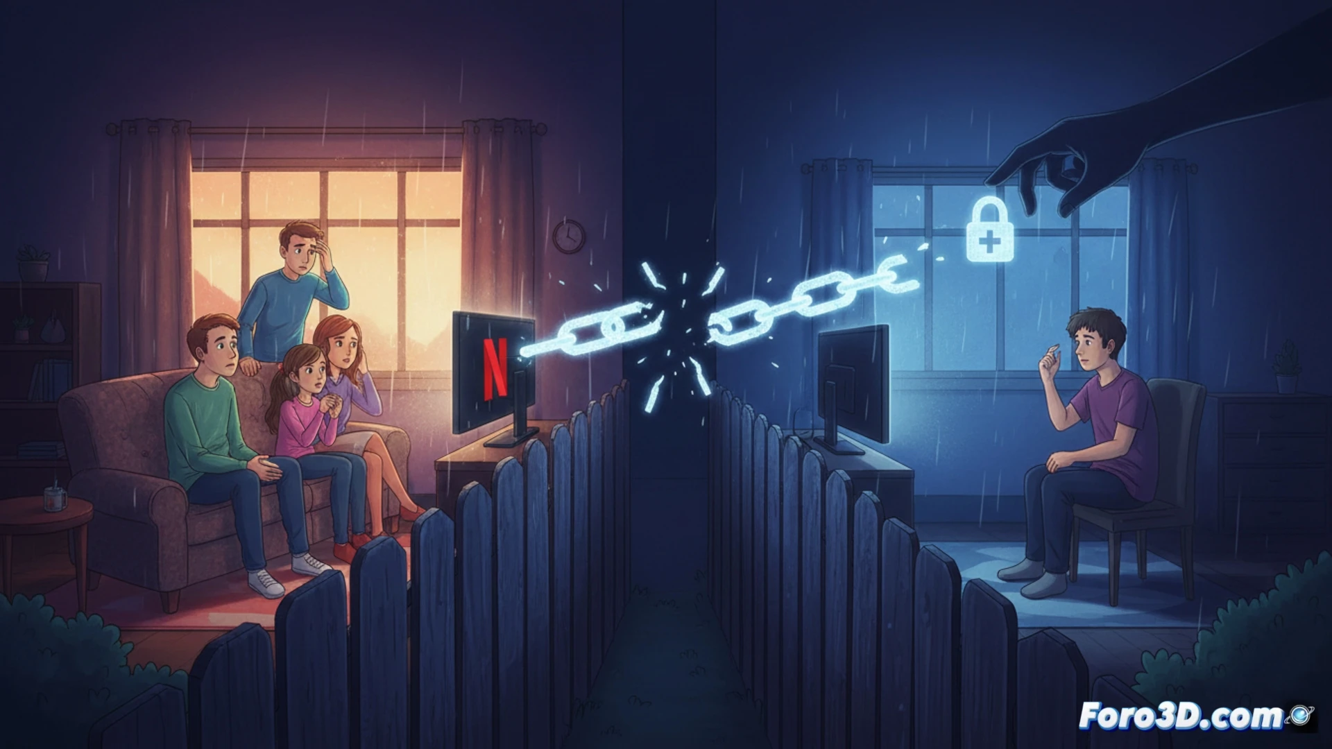 Una pantalla de Netflix muestra un candado sobre perfiles y un mensaje de 'Añadir miembro extra' con un precio adicional.