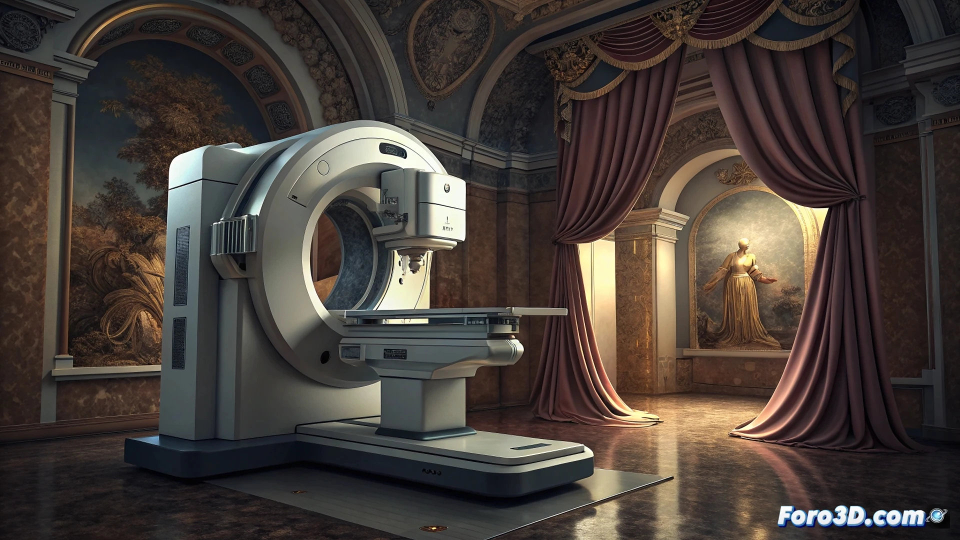 Un moderno mamógrafo 3D en una sala del hospital Virgen del Rocío, con una doctora explicando la imagen a una paciente.