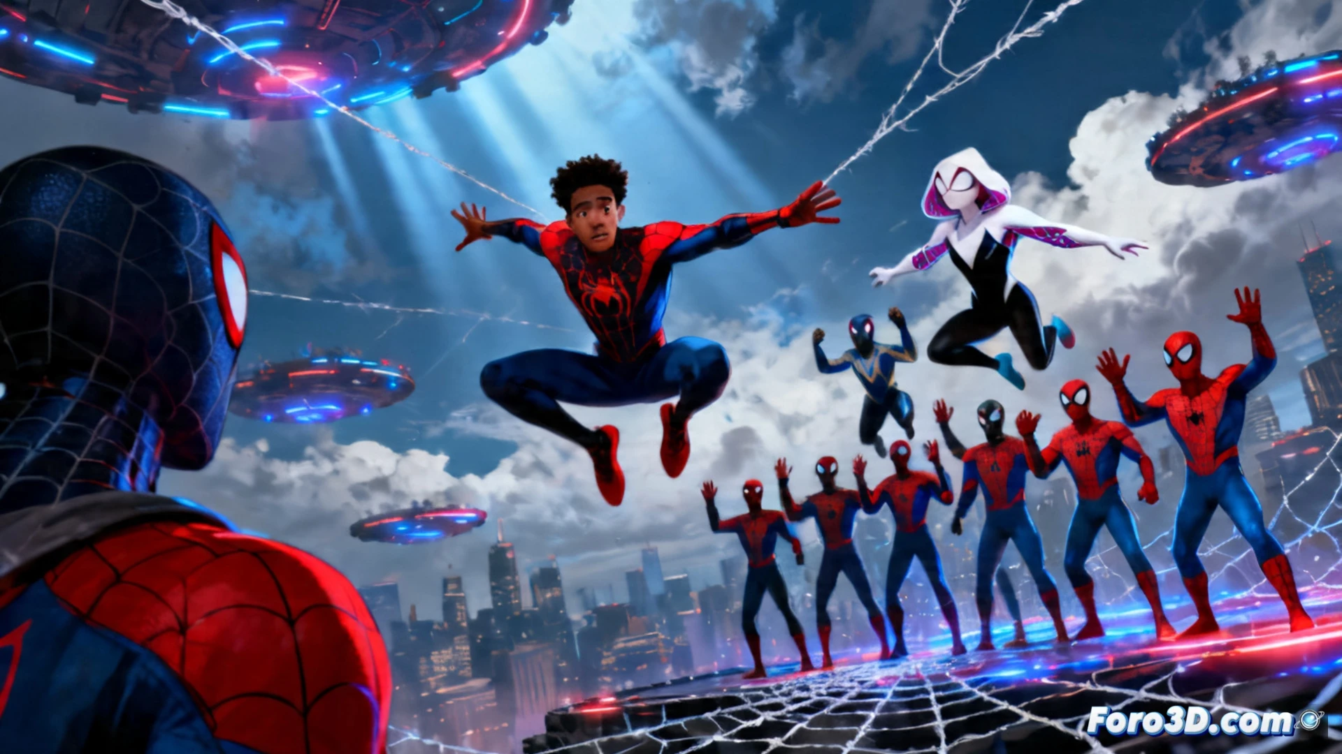 Miles Morales huye de una realidad alterna, mientras Gwen y un equipo de Spiders lo rescatan en un multiverso caótico.