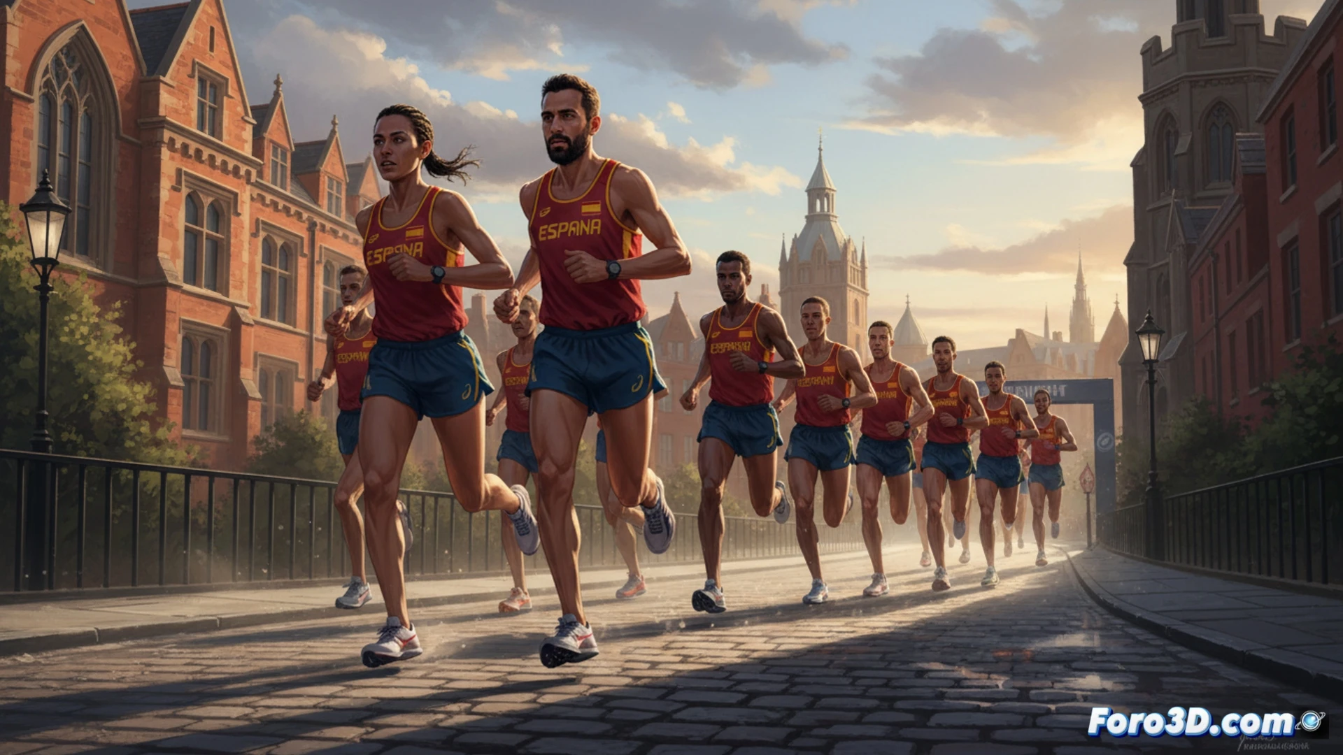 Atleta español lidera grupo de once corredores en maraton Europeos Birmingham, con Ouhaddou y Mayo como figuras clave.