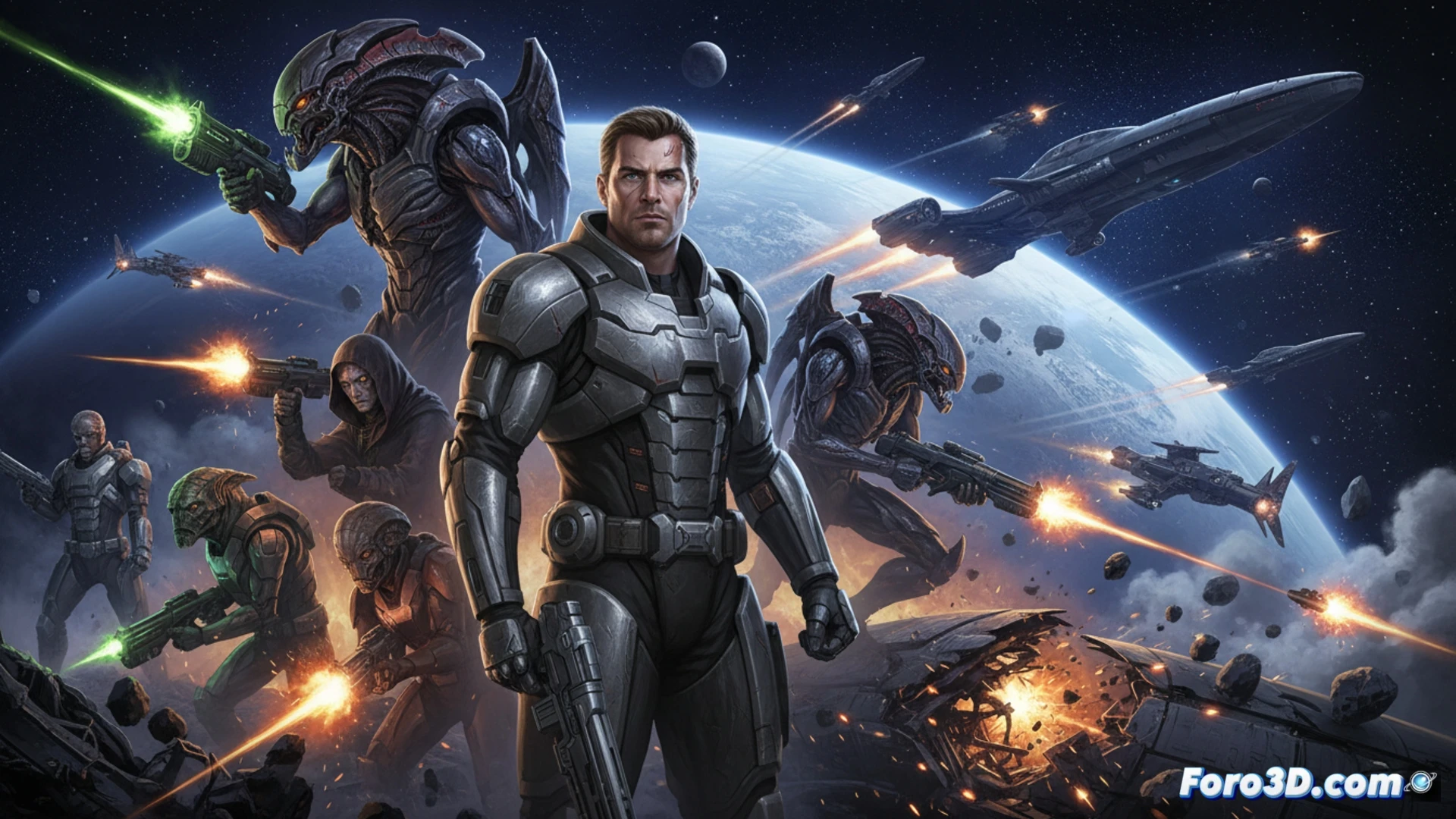 Un jugador observa una nave estelar en pantalla, con íconos de fallos técnicos y burbujas de diálogo rotas flotando, en un ambiente de crítica y beta cerrada.