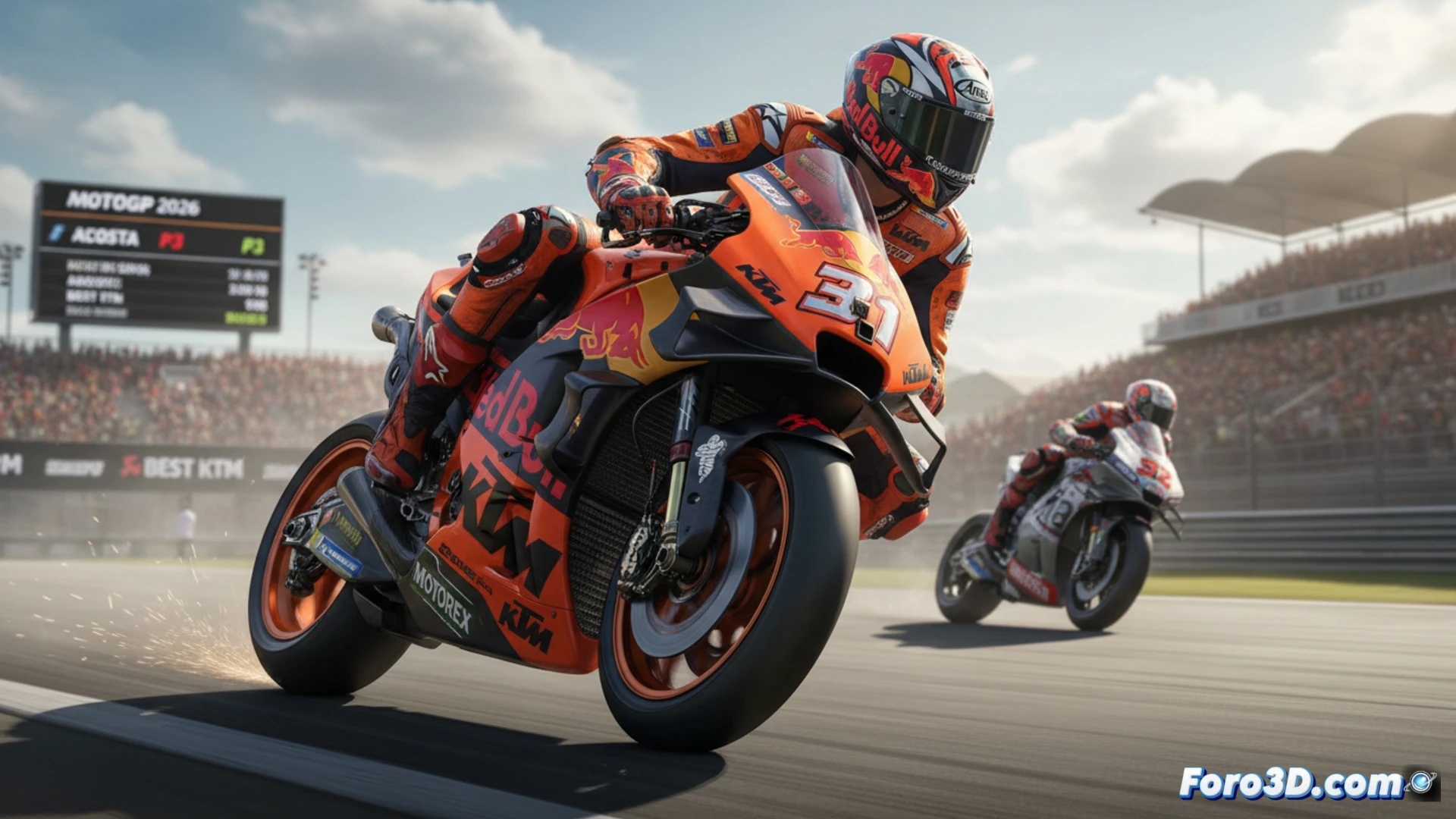 Pedro Acosta, concentrado en el box de KTM, analiza datos tras una carrera. Su mirada serena refleja la madurez que lo sitúa como candidato al título en 2026.