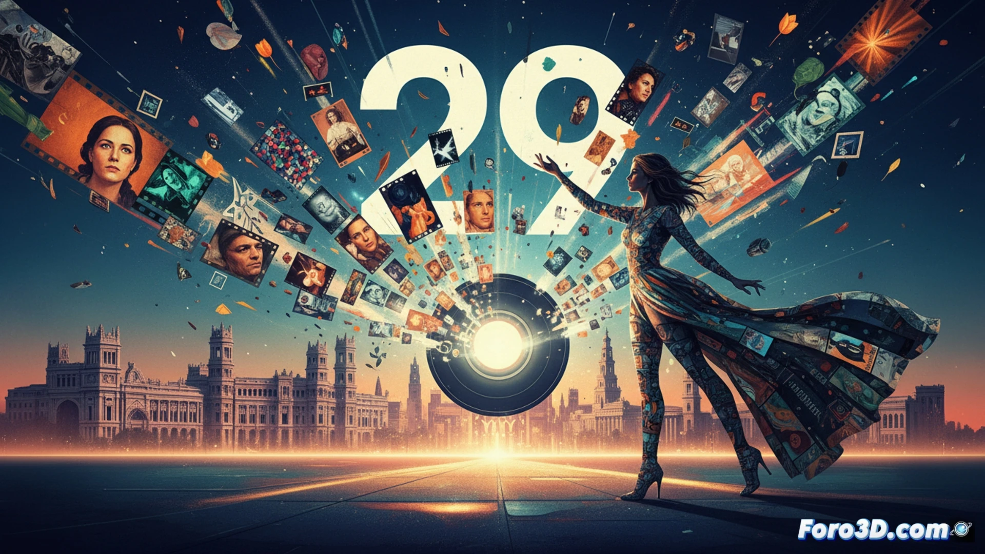 Una multitud observa fotografías experimentales en una sala de exposición, con obras que desafían los límites tradicionales de la imagen.