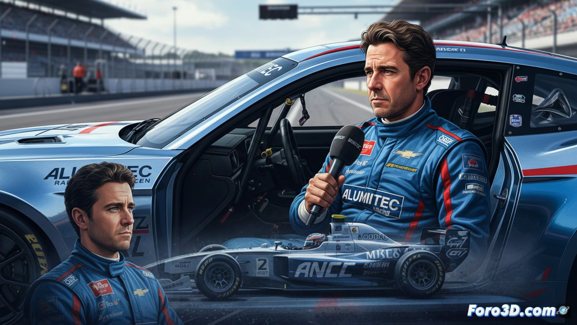 Nelson Piquet Jr. analizando datos de simulación 3D del Circuito de Cheste en una pantalla de ordenador.