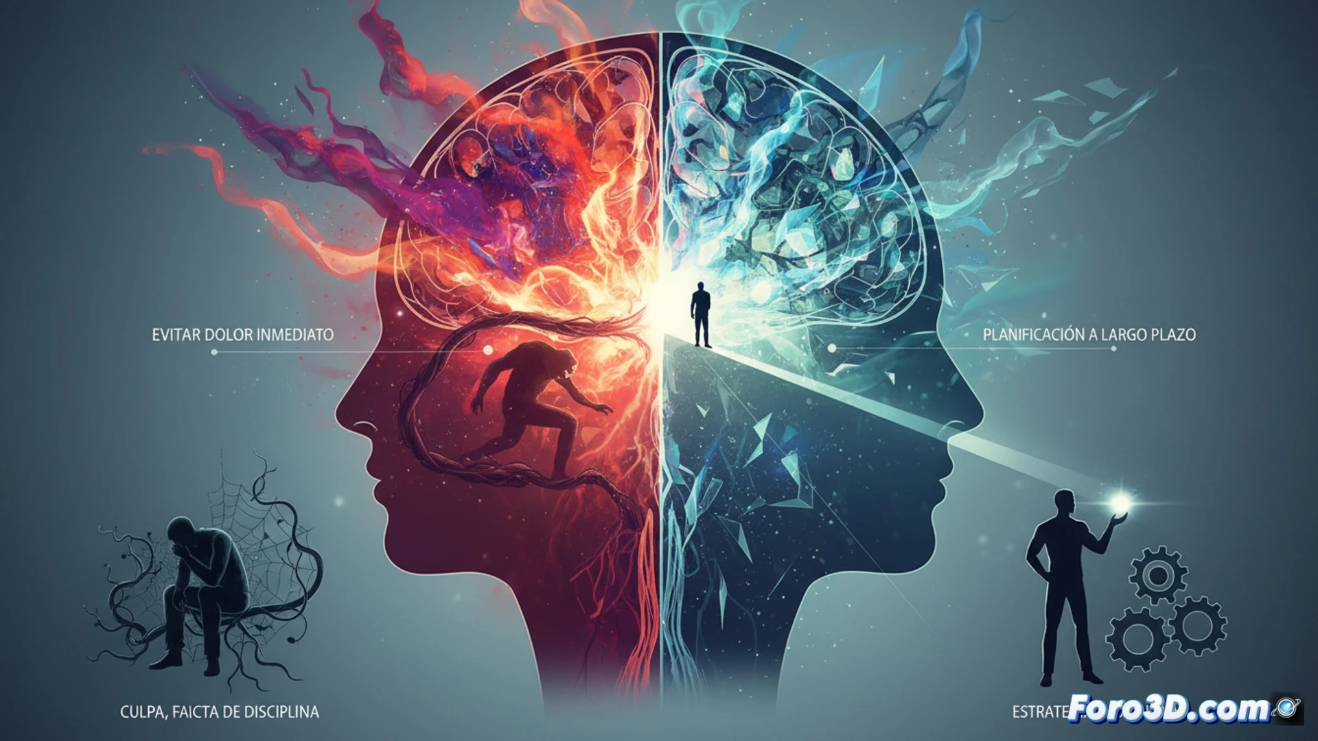 Cerebro dividido: sistema límbico versus corteza prefrontal en conflicto emocional.