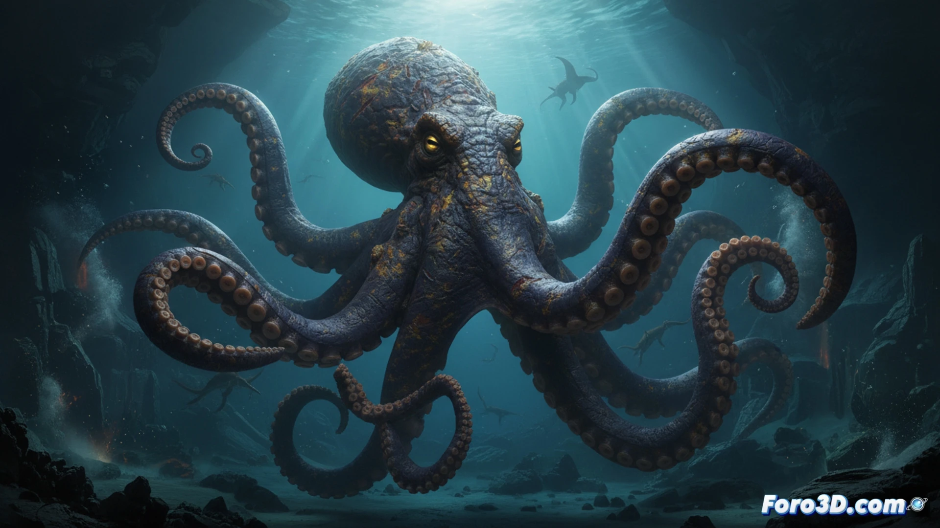 Reconstrucción 3D de pulpo colosal del Cretácico, depredador marino de 19 metros en su hábitat oceánico prehistórico