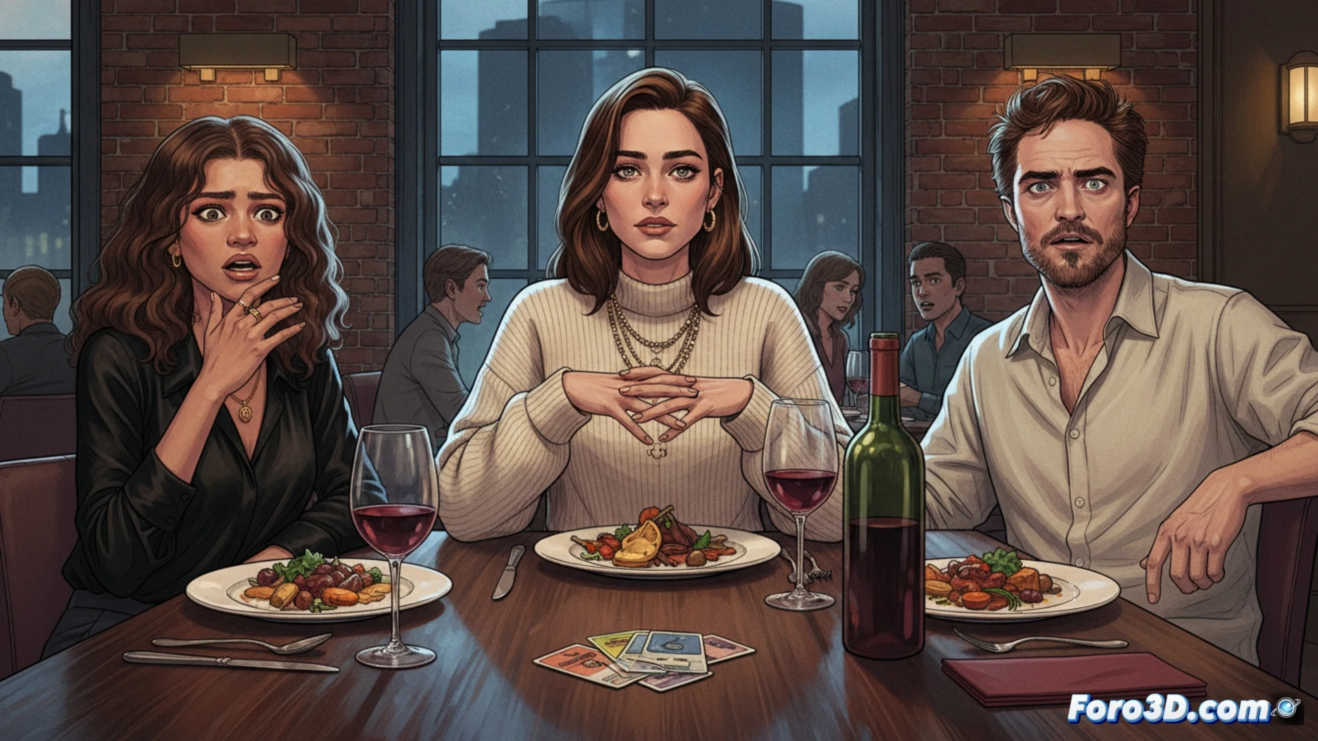 Una joven con sonrisa falsa y mirada calculadora, sosteniendo un libro de autoayuda como un arma sutil.