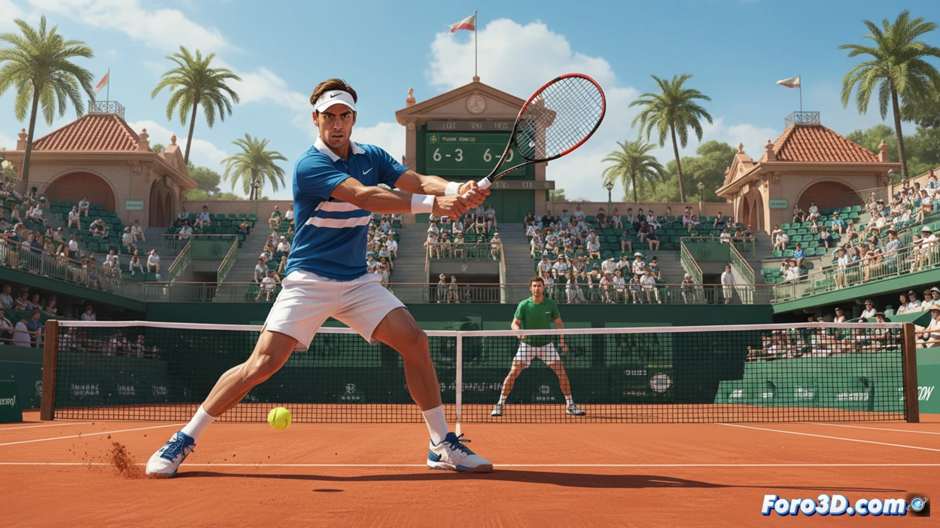 Un tenista español celebra un punto con el puño en alto, en la pista central del Barcelona Open.
