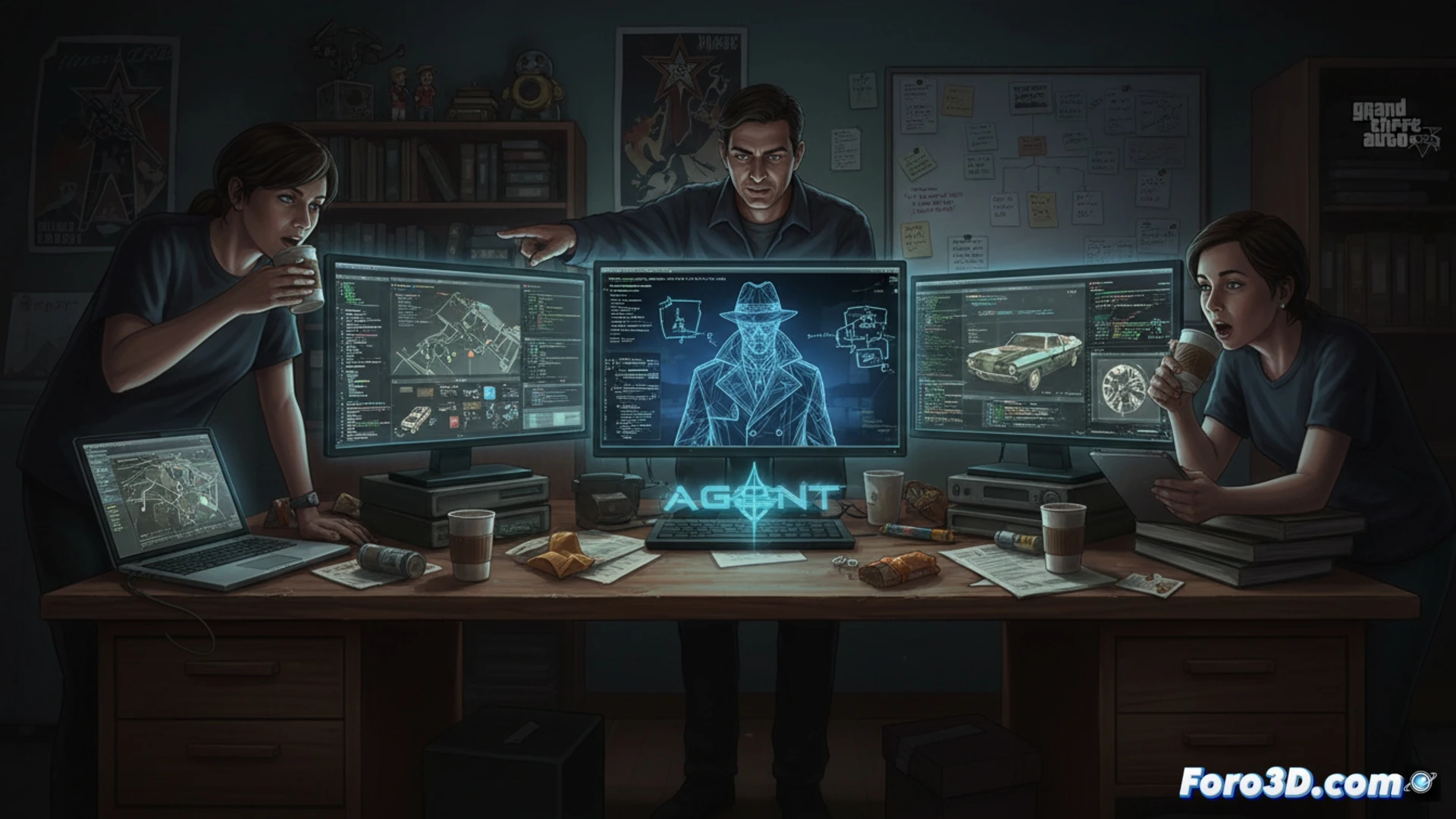 Una captura de código fuente de GTA V con referencias resaltadas a 'Anthony' y 'Agent'.