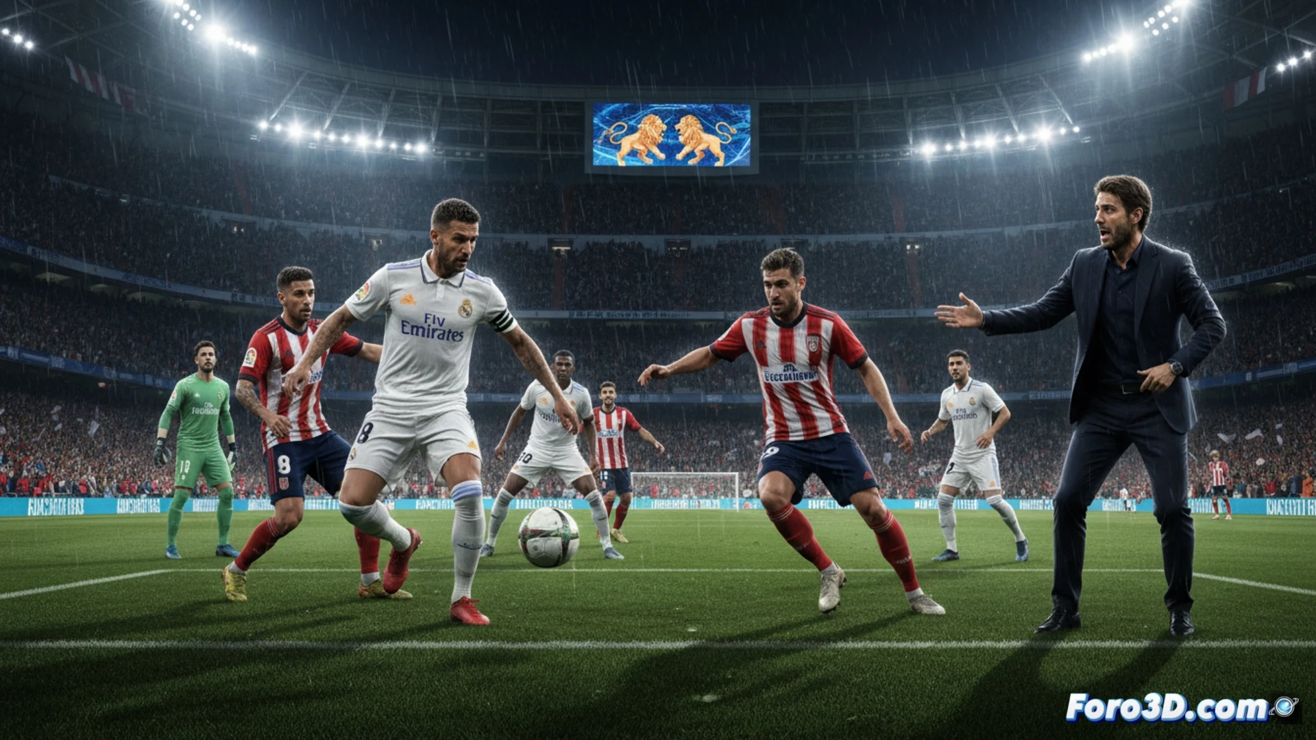 Un jugador del Real Madrid, concentrado, observa el campo desde el césped del Santiago Bernabéu antes del partido contra el Girona.