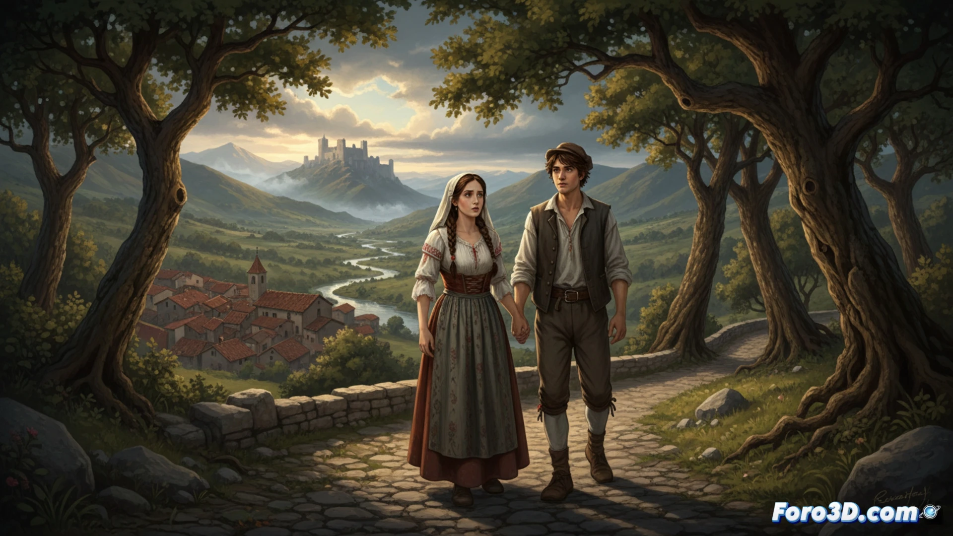 Reconstrucción digital 3D de una aldea lombarda del siglo XVII basada en la novela Los novios de Alessandro Manzoni.