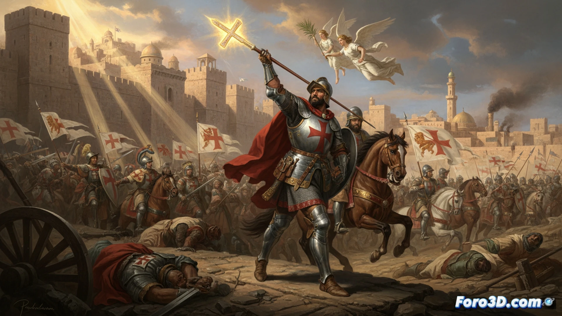 Reconstruccion digital en 3D de una fortaleza cruzada, basada en datos arqueologicos y el poema de Tasso.