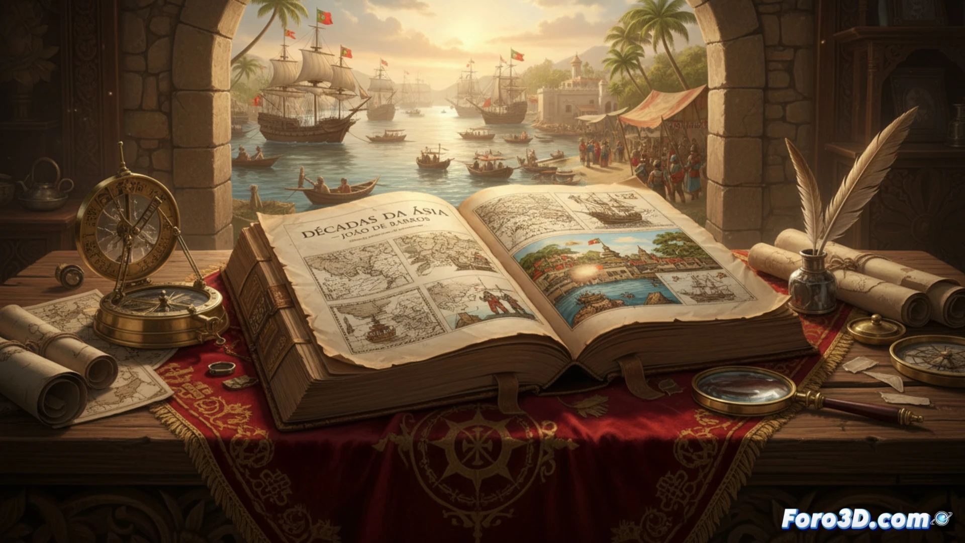 Reconstrucción 3D de un fuerte portugués en Asia, generada a partir de datos de escaneado láser y fotogrametría.