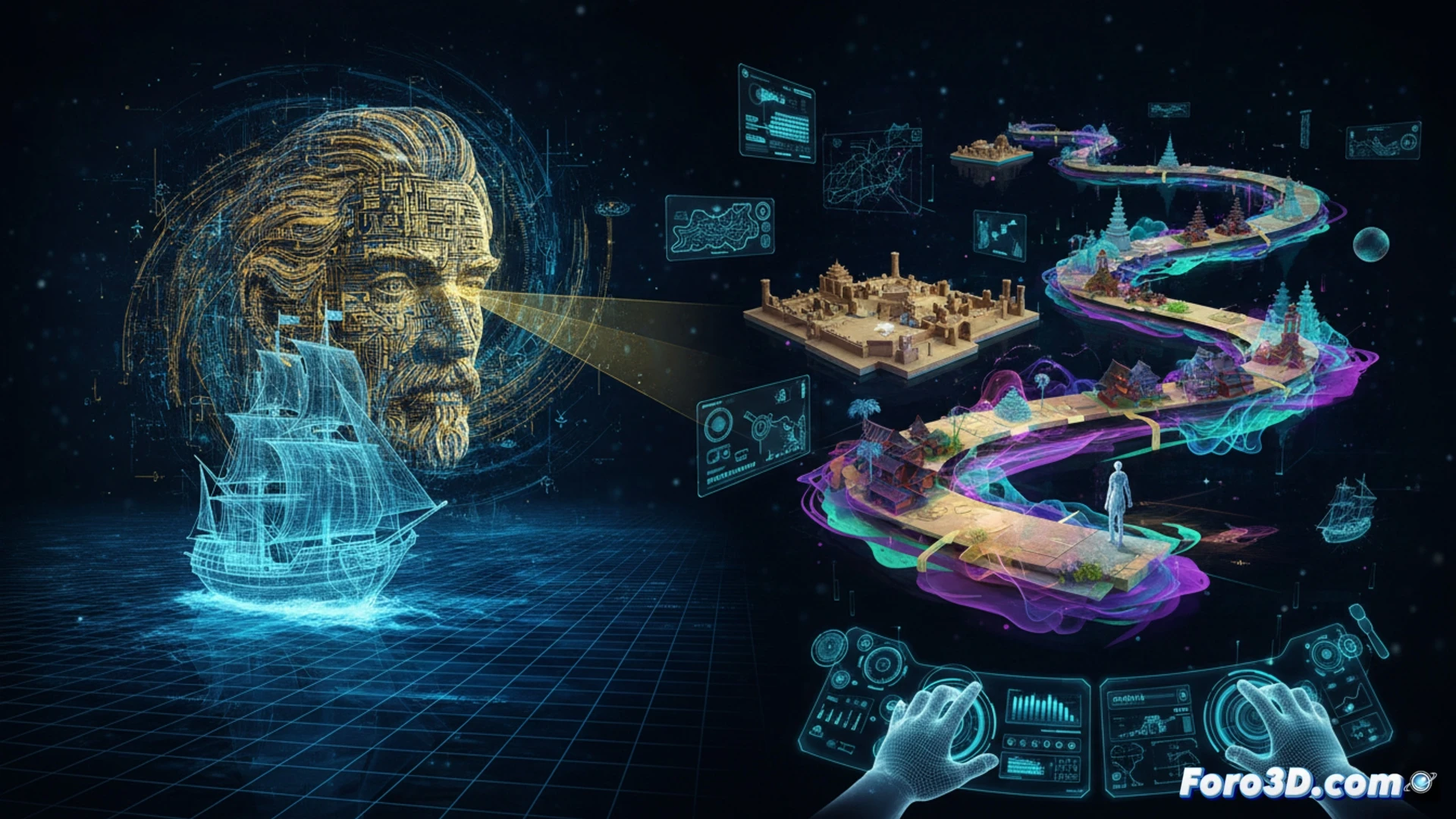 Reconstrucción digital 3D de un junco portugués del siglo XVI navegando por las costas asiáticas descritas por Fernão Mendes Pinto.