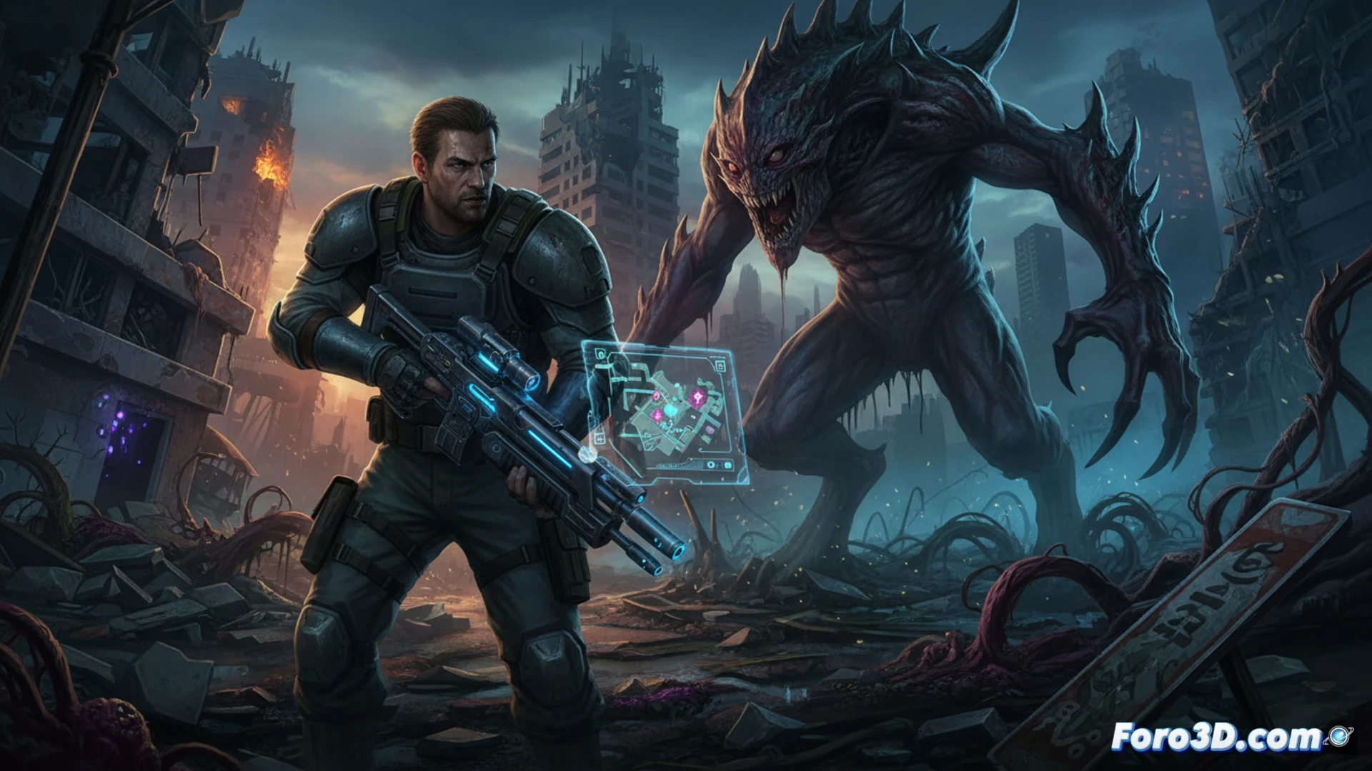 Una imagen oscura de Leon S. Kennedy frente a un monitor brillante, con el logo de Resident Evil Requiem y un calendario marcando mayo.