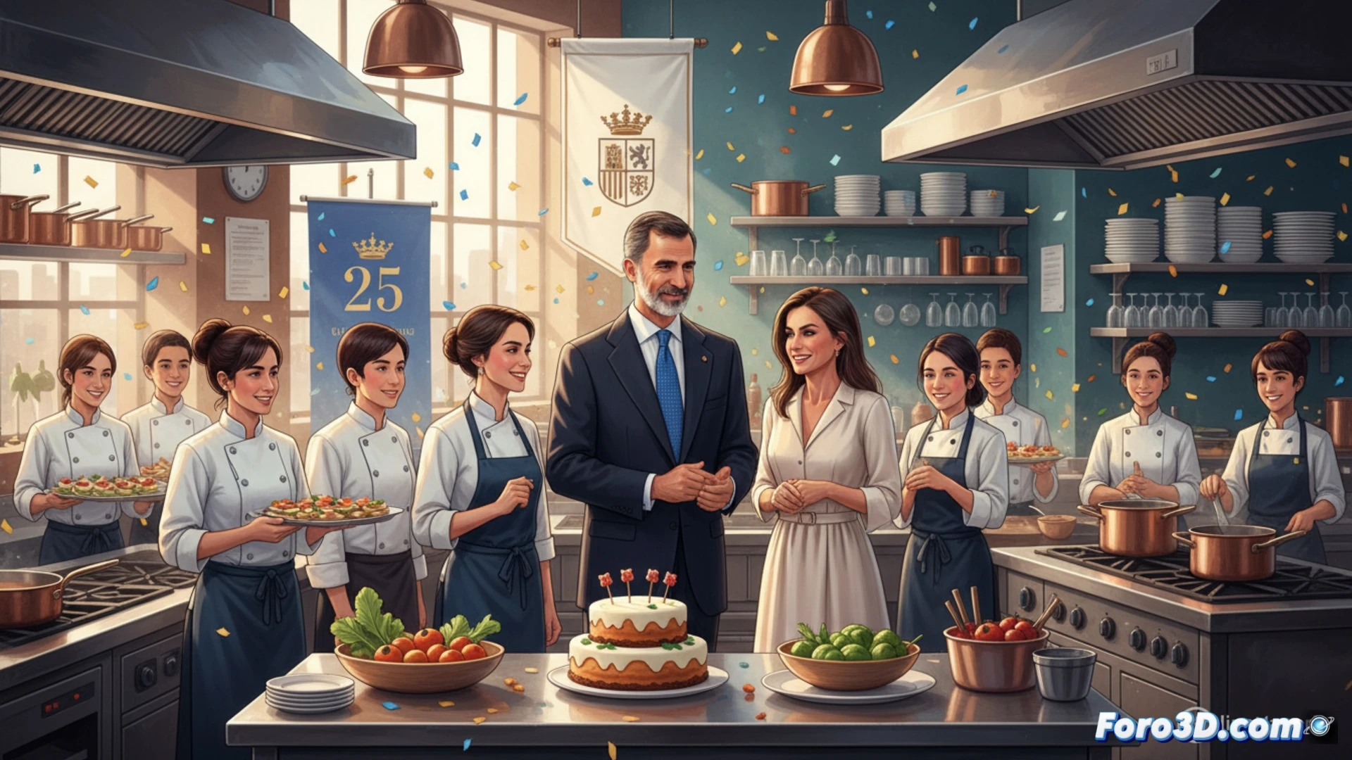 Reyes y alcalde visitan la Escuela de Hostelería del Sur en su aniversario