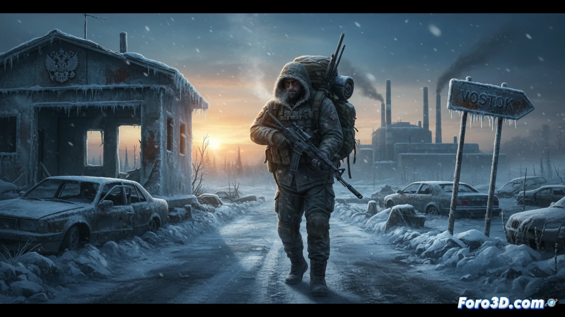 Un cazador solitario entre ruinas nevadas, acechado por la amenaza de muerte permanente.