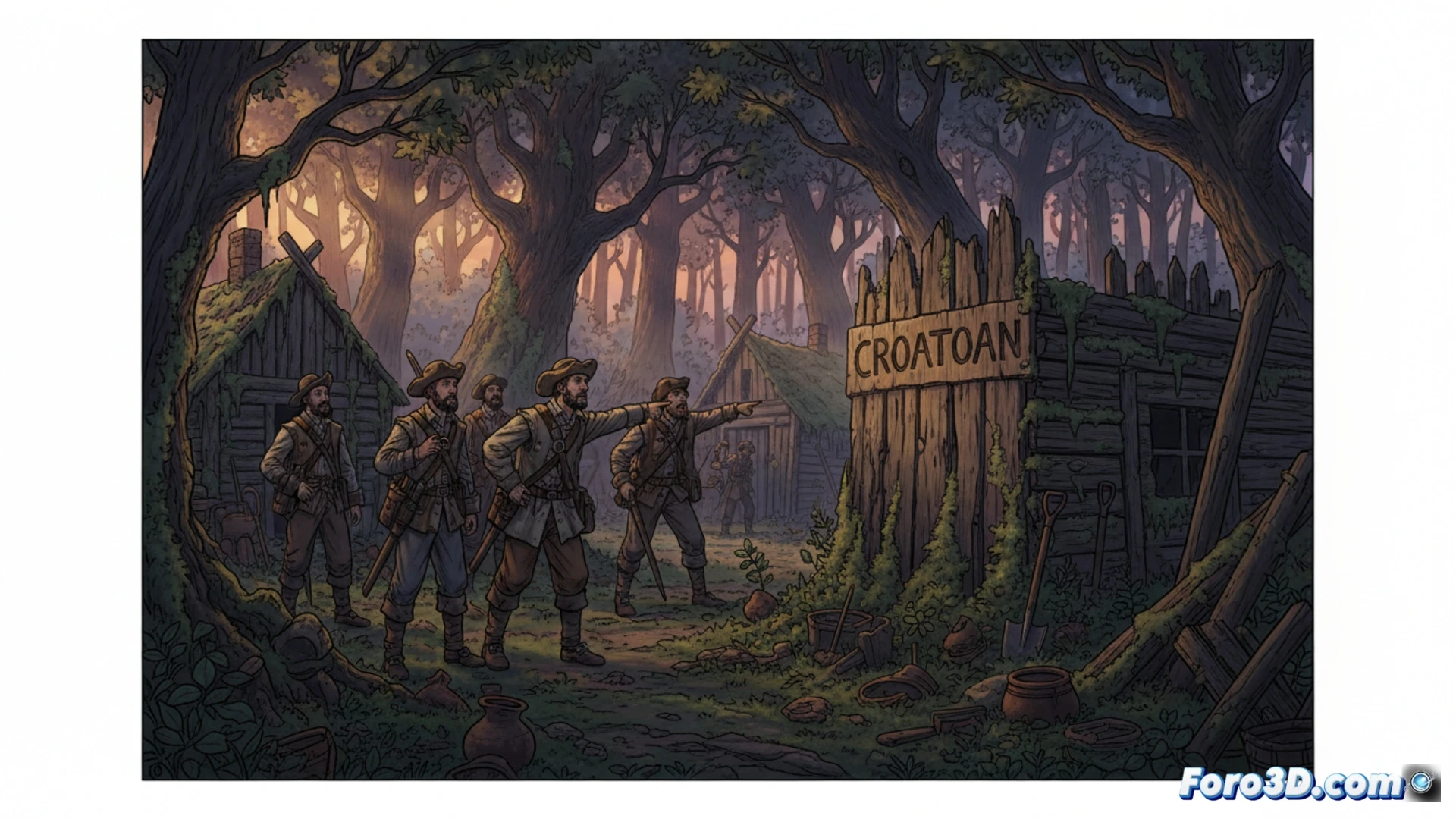 Reconstrucción digital 3D del fuerte de la colonia de Roanoke, basada en datos de fotogrametría del yacimiento real.