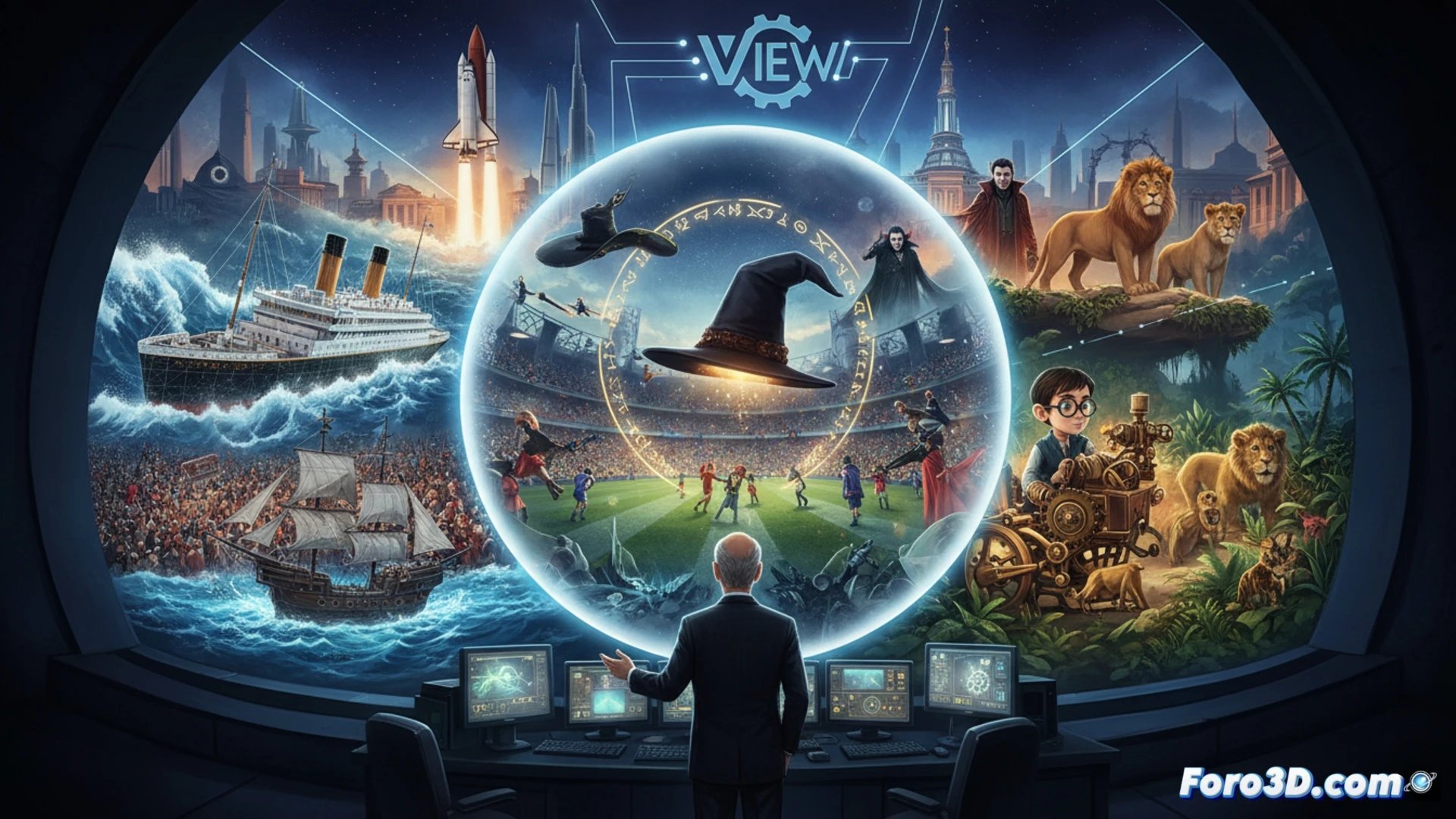 Rob Legato en la VIEW Conference explicando efectos visuales de películas clásicas como Titanic.