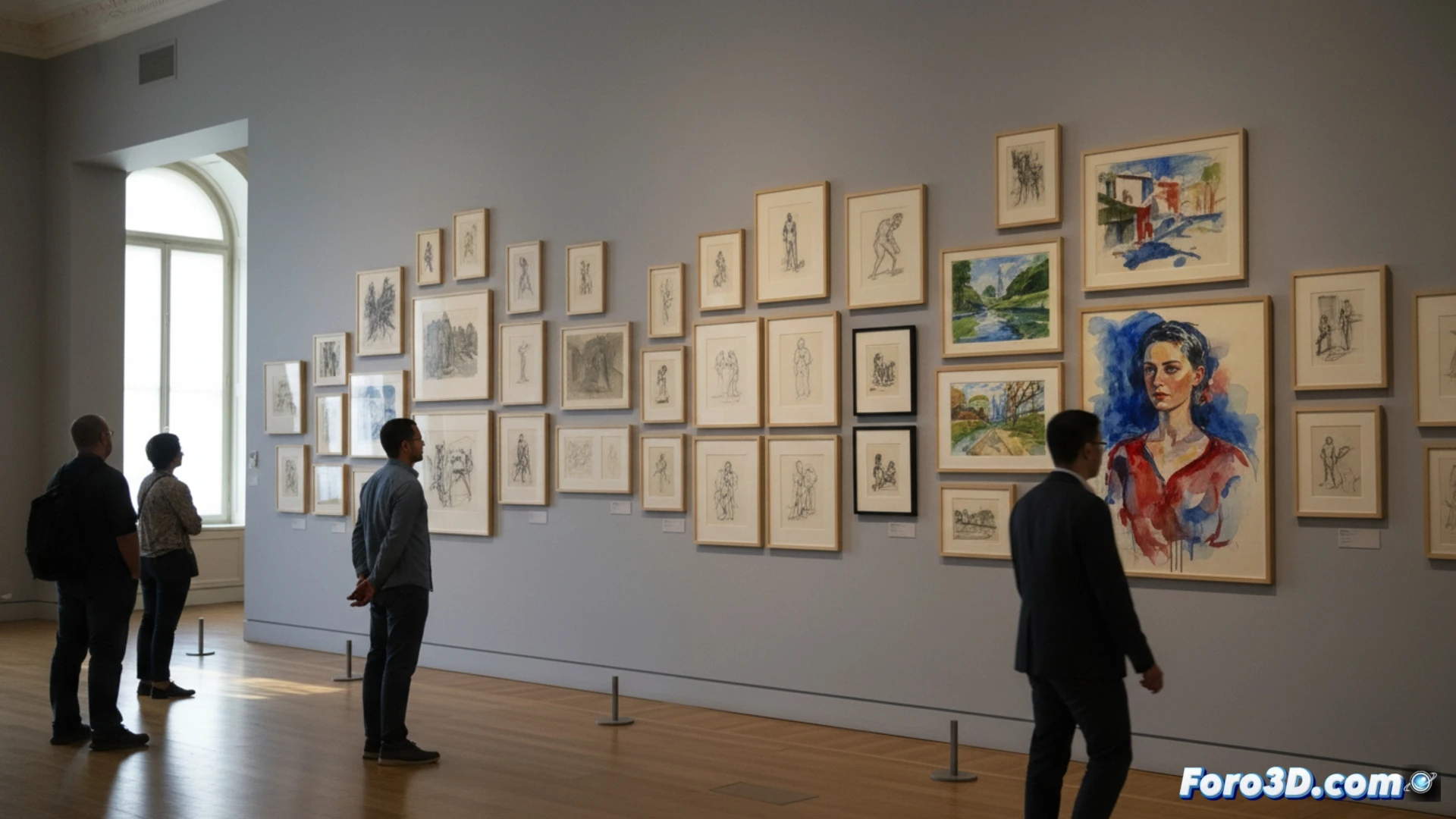 Un amplio salón italiano exhibe más de cien dibujos y acuarelas sobre papel, con bocetos y obras acabadas.