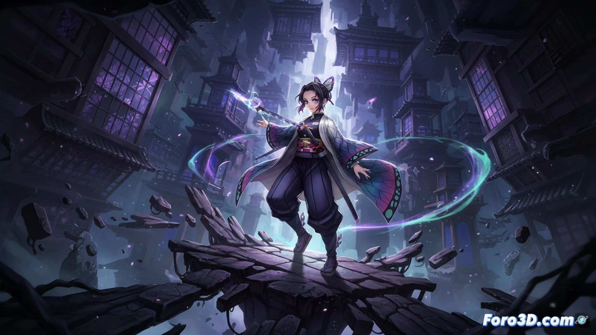 Shinobu Kocho en su versión Infinity Castle, lista para el combate en Hinokami Chronicles 2.