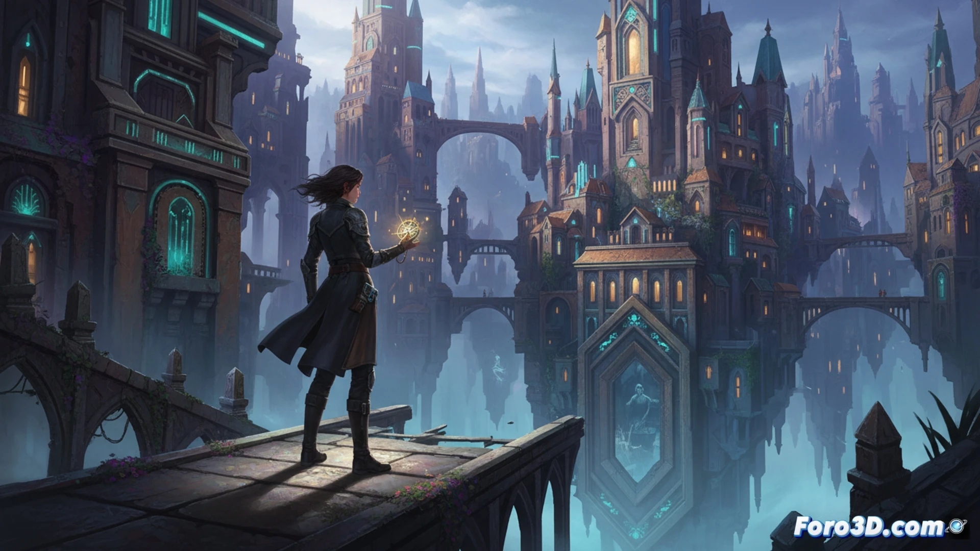 Un beso robado bajo farolas rotas en la Ciudad de Luz Mortecina, entre niebla y peligros de Unreal Engine 5.