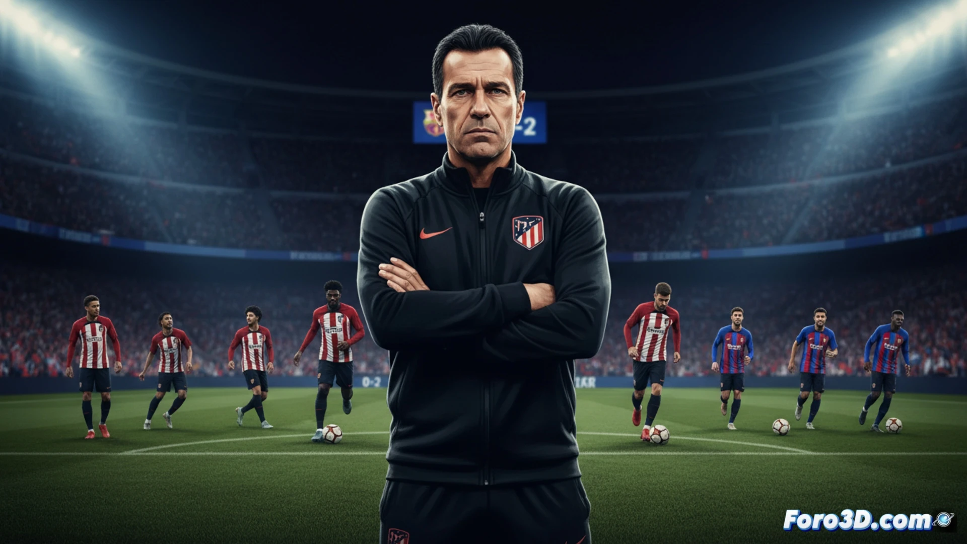 Simeone habla en rueda de prensa, concentrado, evitando comentar sobre el arbitraje antes del partido contra el Barcelona.