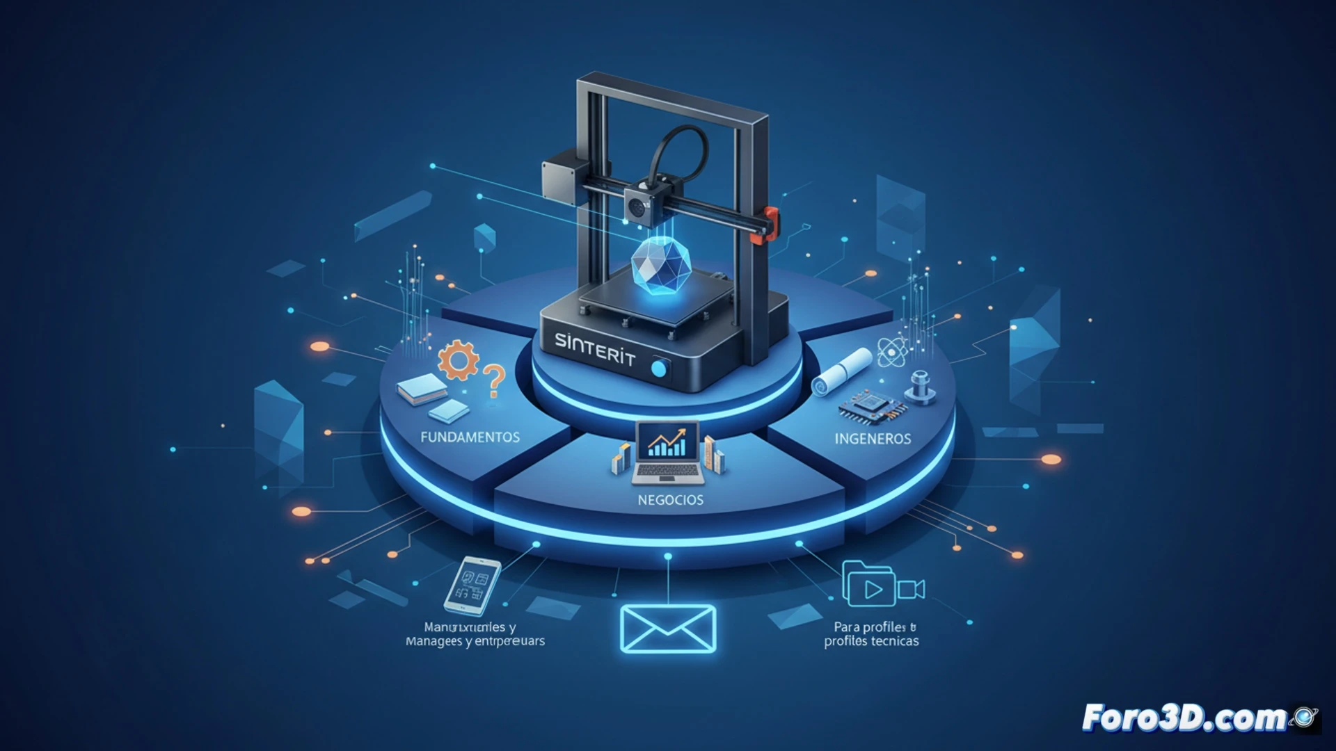 Una persona en laptop accede a lecciones online sobre impresoras 3D SLS de Sinterit.