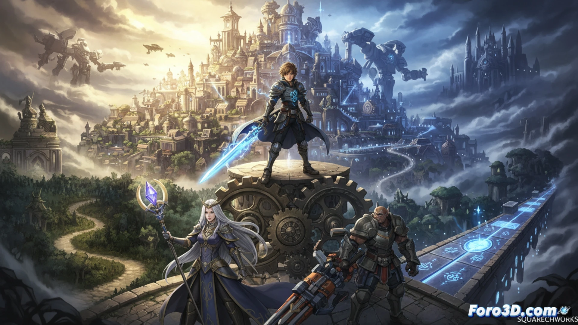 Ilustración vibrante del videojuego 'The Adventures of Elliot' mostrando nuevos personajes y escenarios épicos.