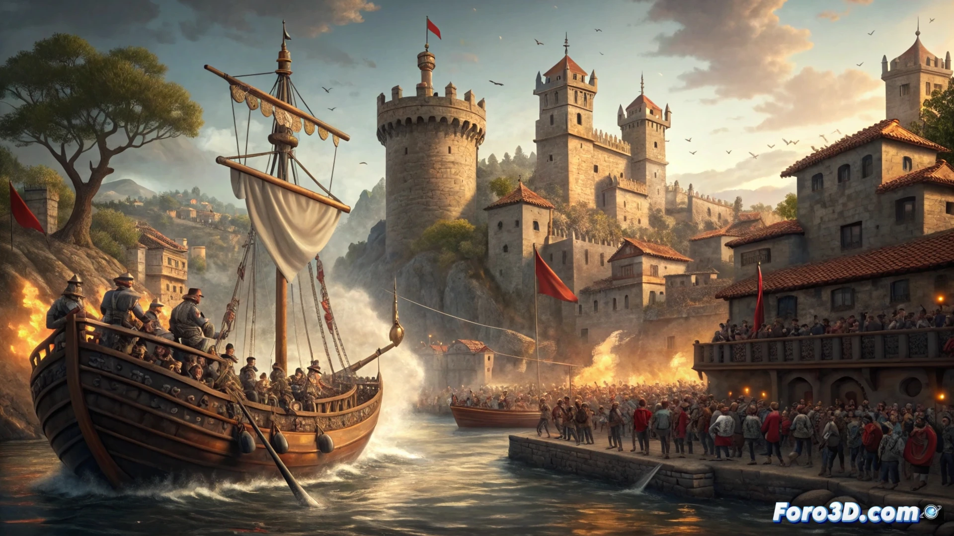 テロルの街並みが船と城の戦いで海と化す