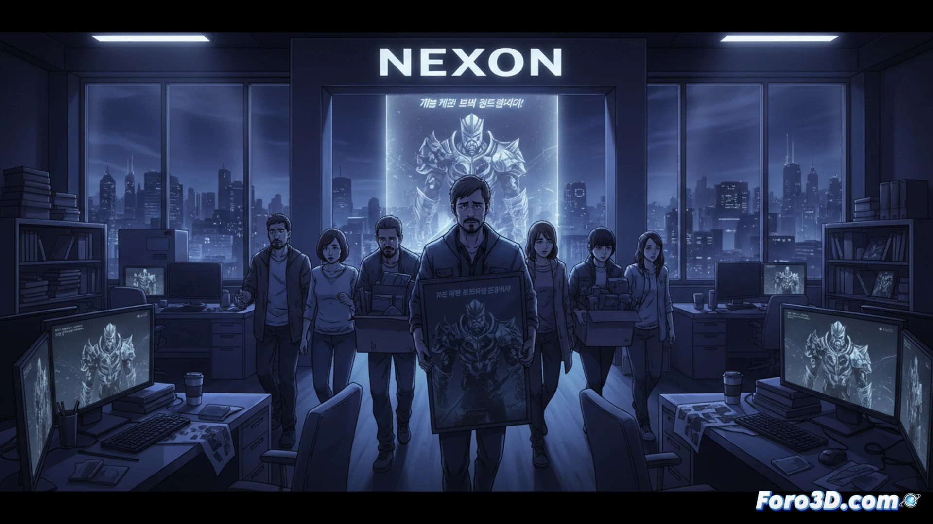 Un guerrero solitario en un trono roto, rodeado de mapas y gráficos abandonados en la mesa.