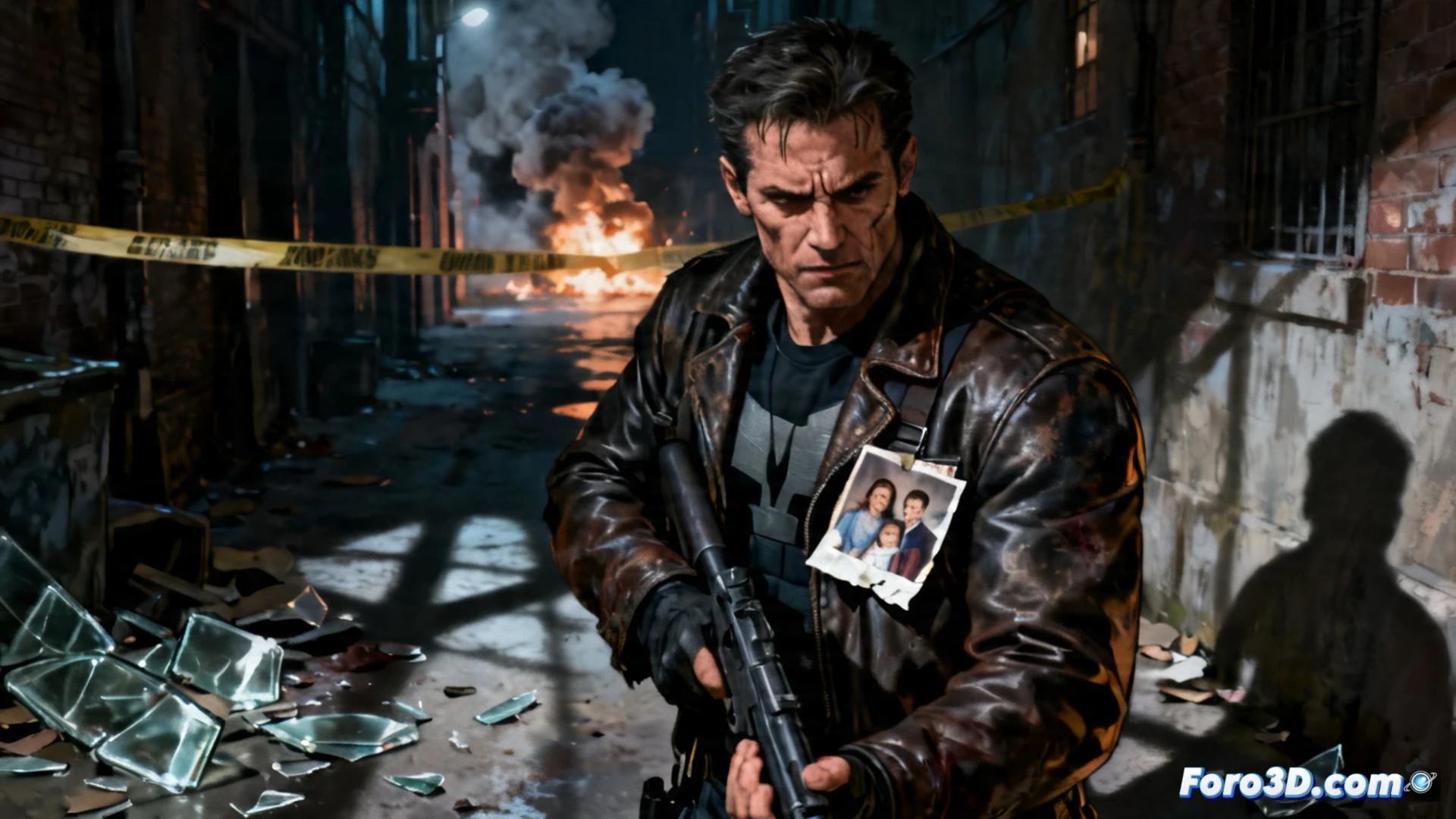 Frank Castle, consumido por su pasado, en un momento de reflexión sombría antes de la inevitable violencia.