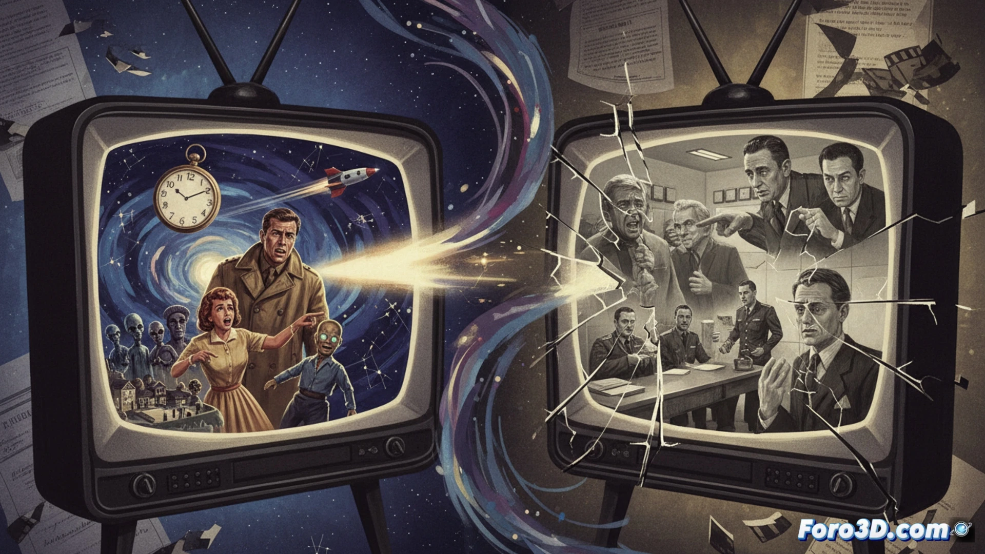 Un televisor antiguo muestra una escena perturbadora, entre la nostalgia y la polémica actual.