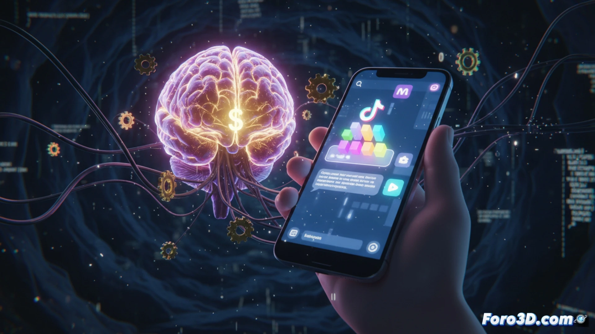 Pantalla de TikTok con un chat abierto y un juego oculto de rompecabezas o búsqueda activado entre los mensajes.