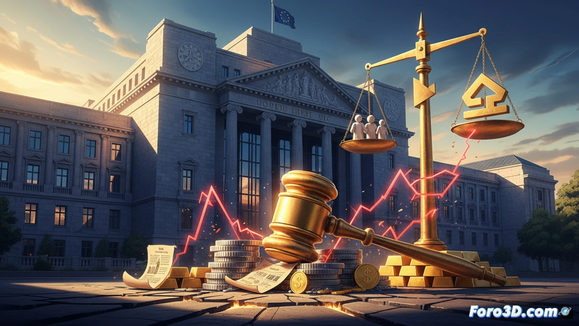 Un juez europeo detiene a un banquero, mientras una calculadora rompe comisiones bajo la sombra de la UE.