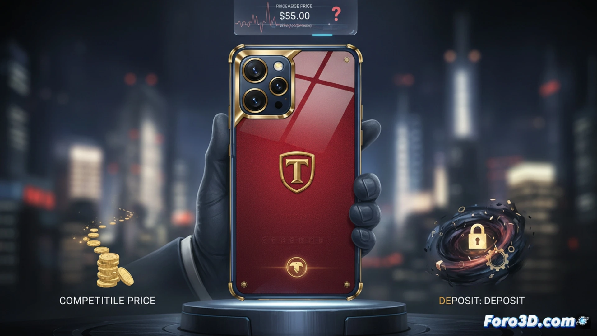 Imagen del Trump Mobile T1, mostrando su nuevo diseño elegante y pantalla, sobre fondo neutro que resalta su propuesta de gama media-alta.