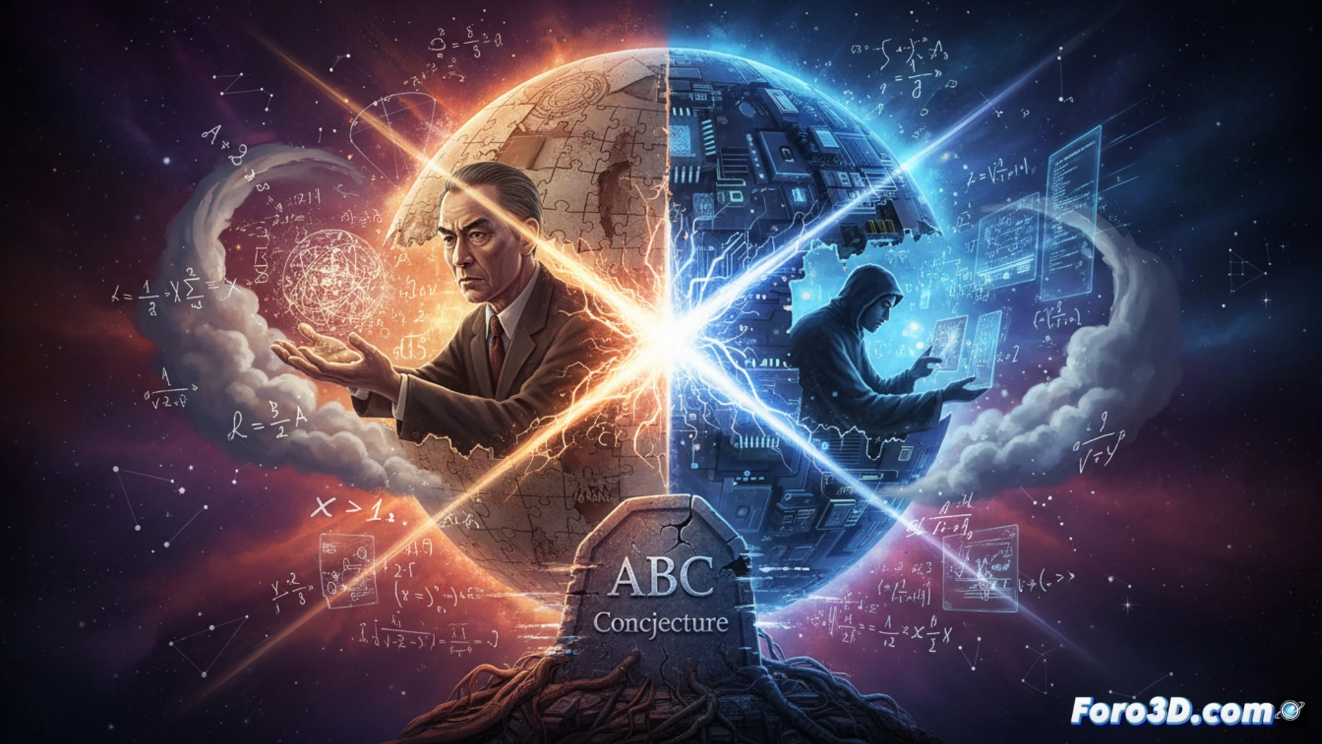 Diagrama de flujo abstracto que muestra teoremas matemáticos siendo compilados en código verificable por un ordenador.