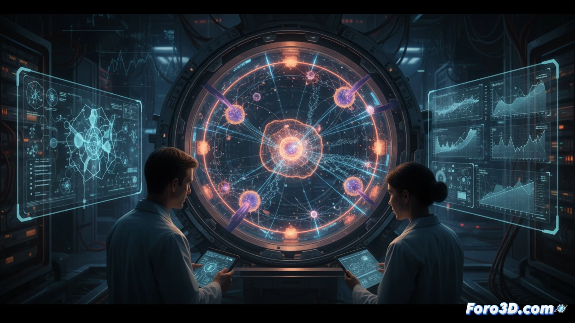 Diagrama 3D de neutrinos interactuando débilmente, mostrando el flujo de fuerza y ajuste en el campo cuántico.