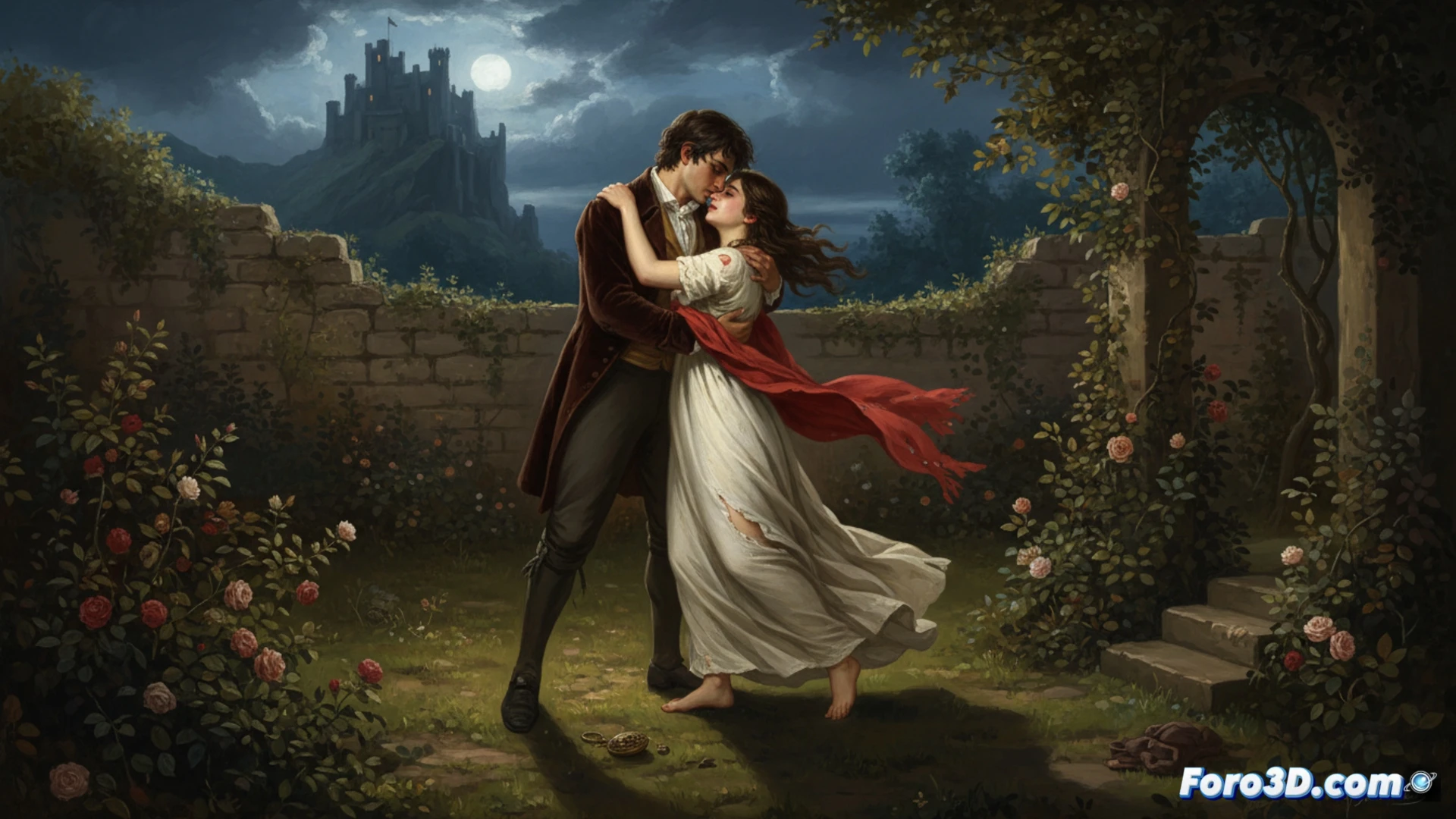 Un storyboard 3D muestra la escena trágica final de Amor de Perdição entre Simón y Teresa.