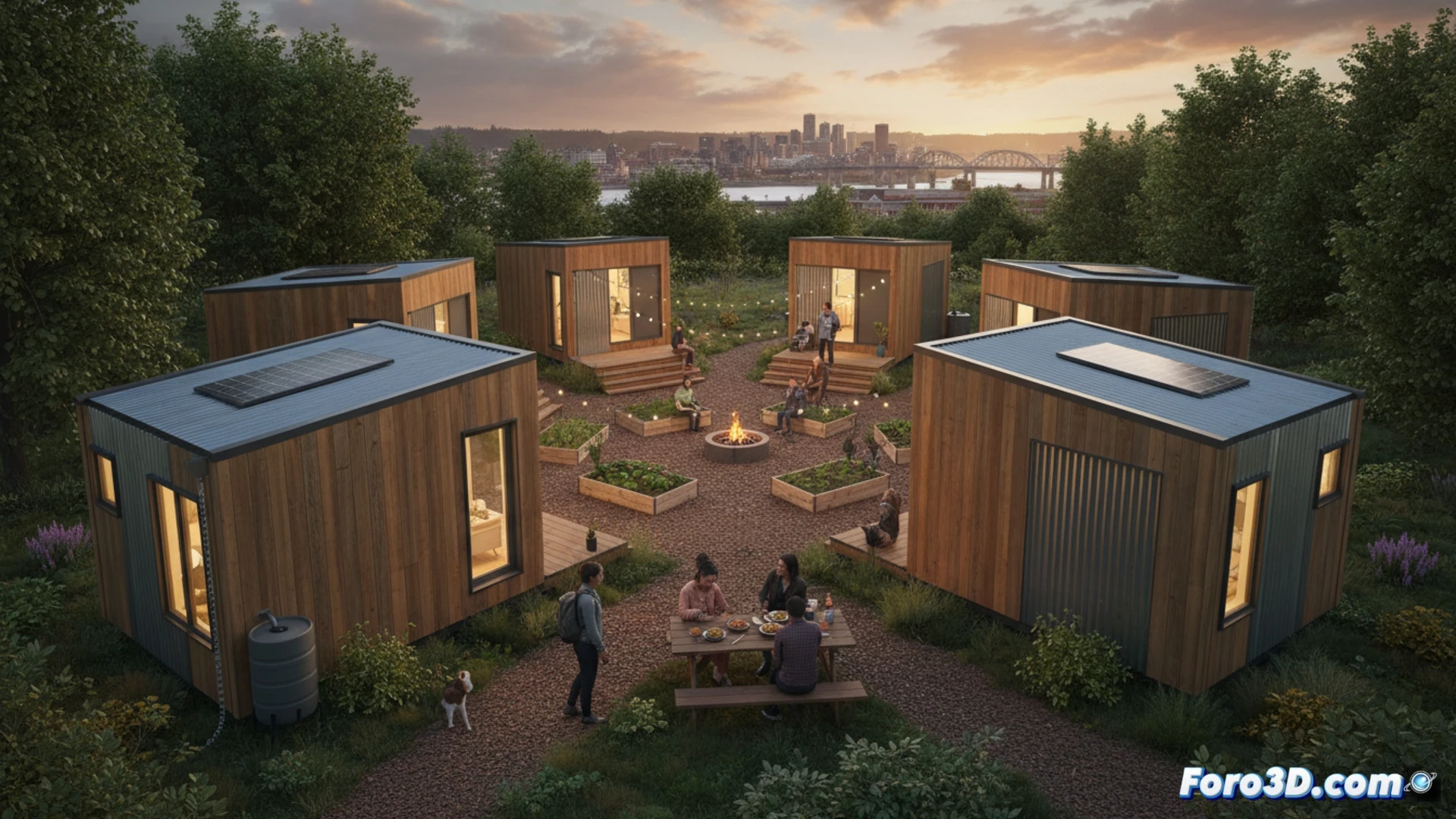 Comunidad de viviendas modulares en New Westminster, Canadá, con montaje rápido y eficiente para combatir el sinhogarismo local.