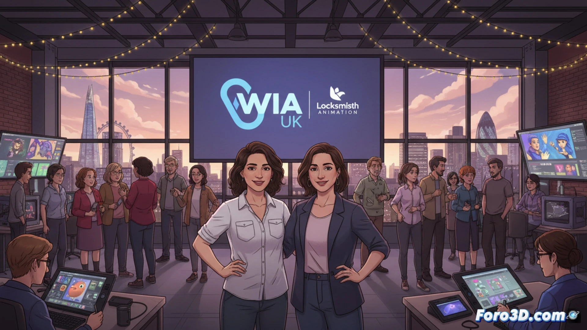 Una reunión de networking con animadoras en Londres, celebrando el lanzamiento oficial de WIA UK.