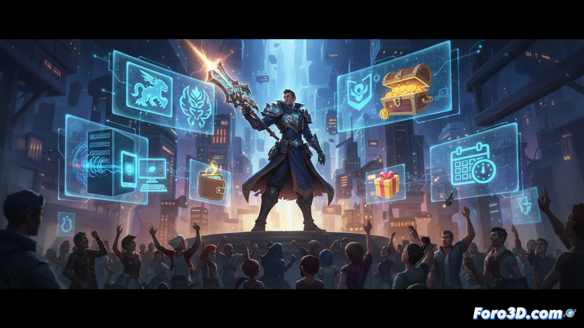 Una guerrera observa nuevos horizontes digitales en un paisaje cibernético de Wuthering Waves.