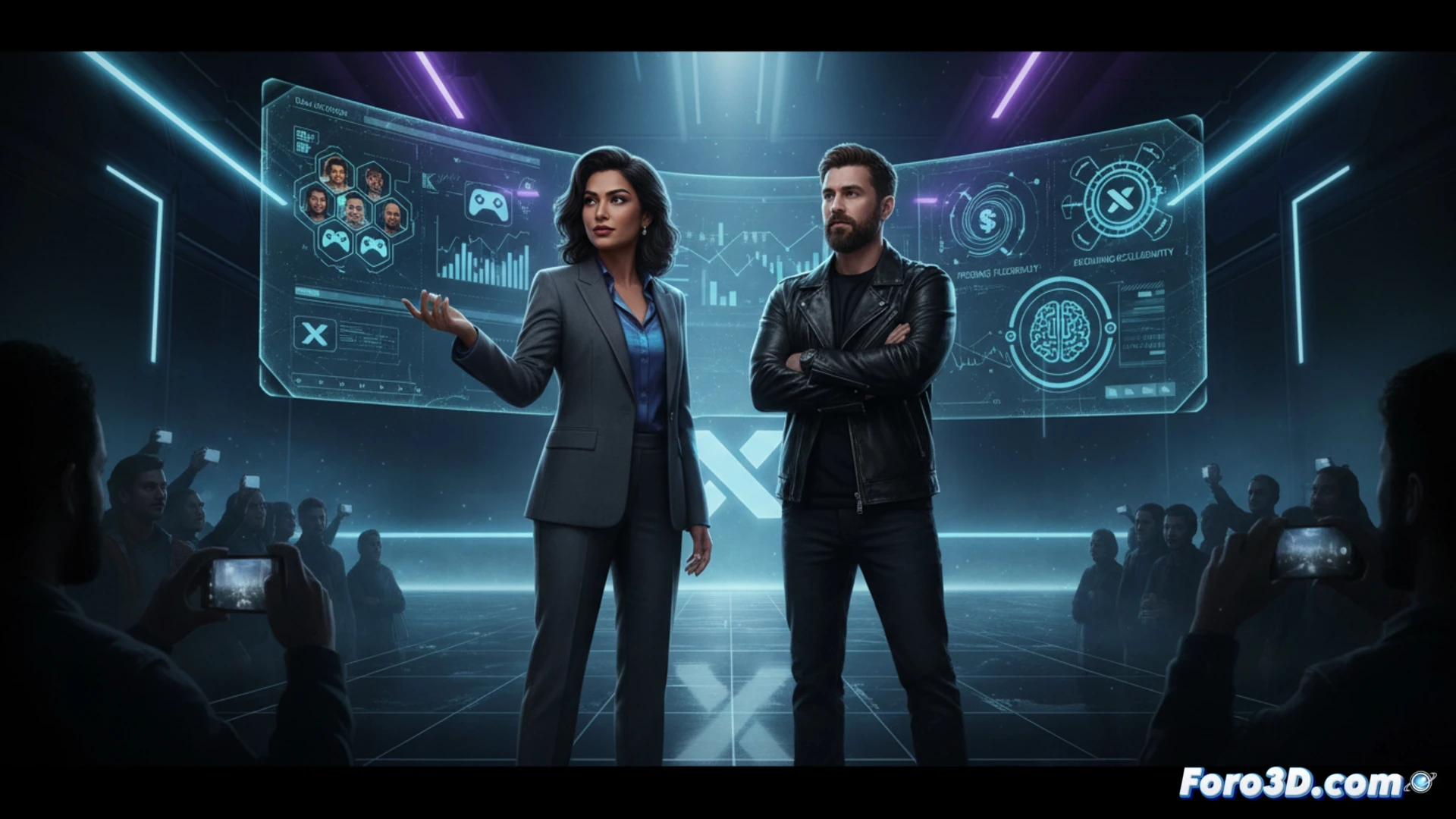 Una consola Xbox Series X brilla sobre un mapa digital con flechas que apuntan a jugadores activos diarios, mientras un candado roto y un icono de IA flotan al fondo, simbolizando el fin de la exclusividad total y la nueva estrategia de flexibilidad.