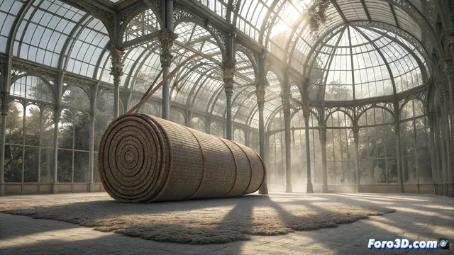 Andrea Canepa instala su obra Fardo en el Palacio de Cristal de Madrid
