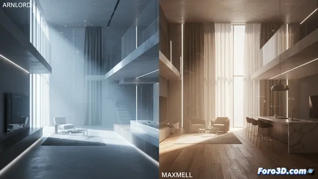 Cómo Arnold y Maxwell procesan escenas complejas de forma distinta